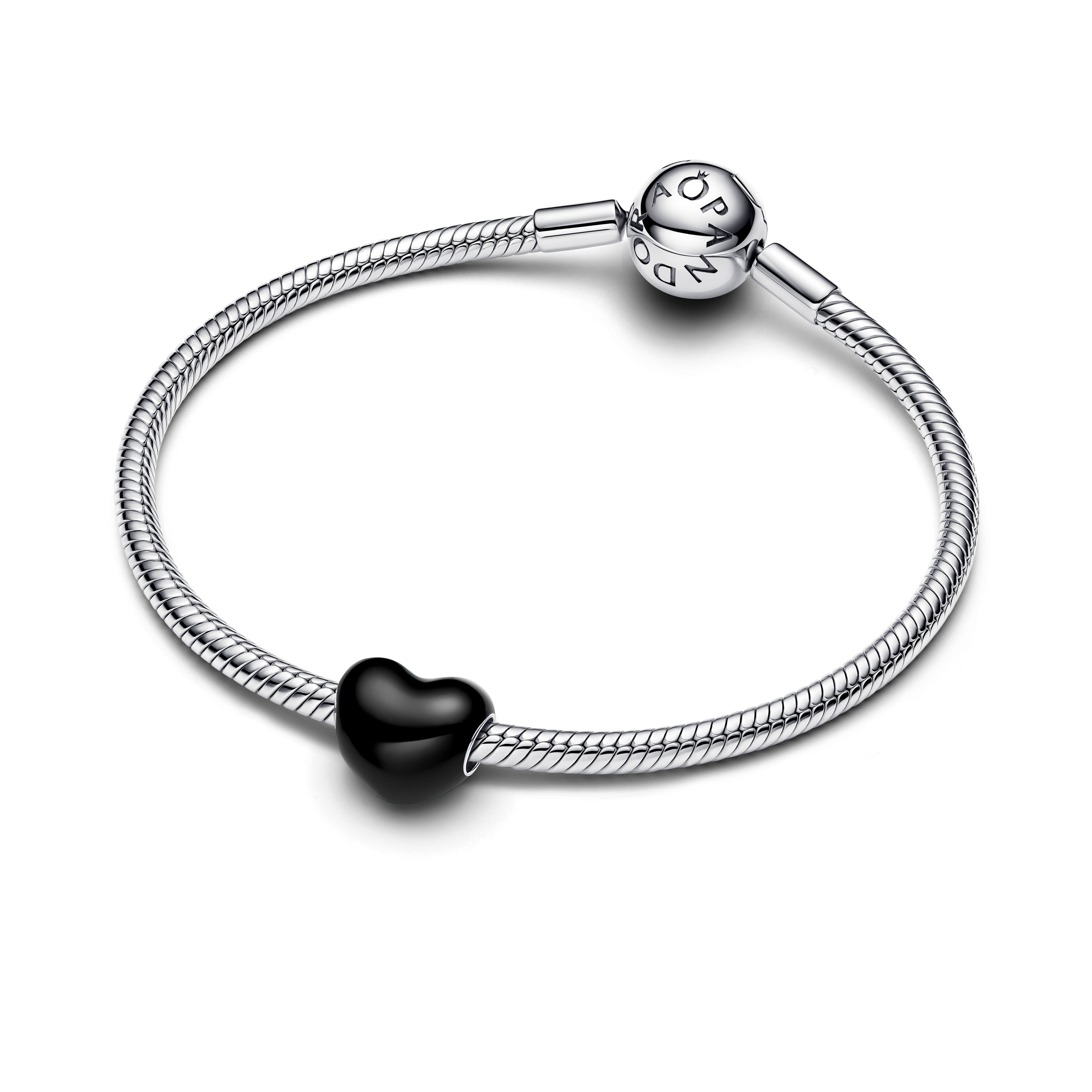 Heart Sterling Silver Charm With Black Enamel