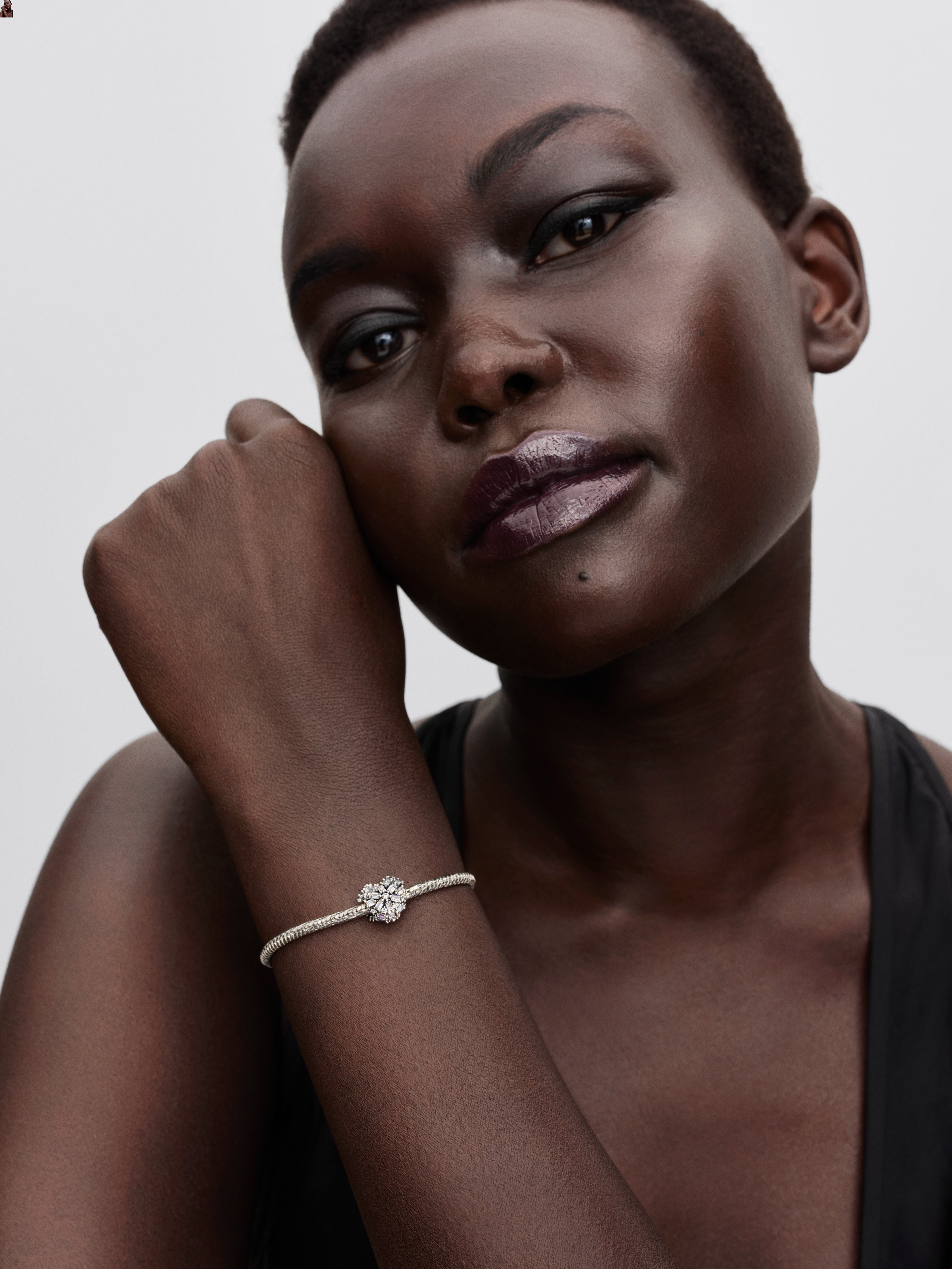 Heart Sterling Silver Charm With Clear Cubic Zirconia