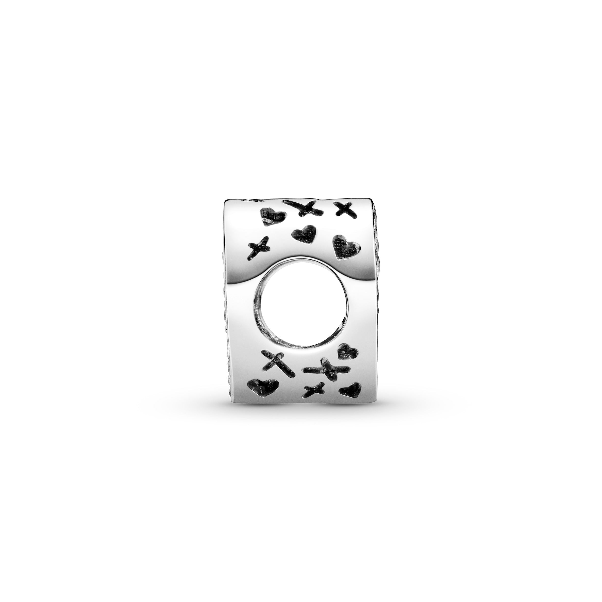 Heart Sterling Silver Charm With Clear Cubic Zirconia