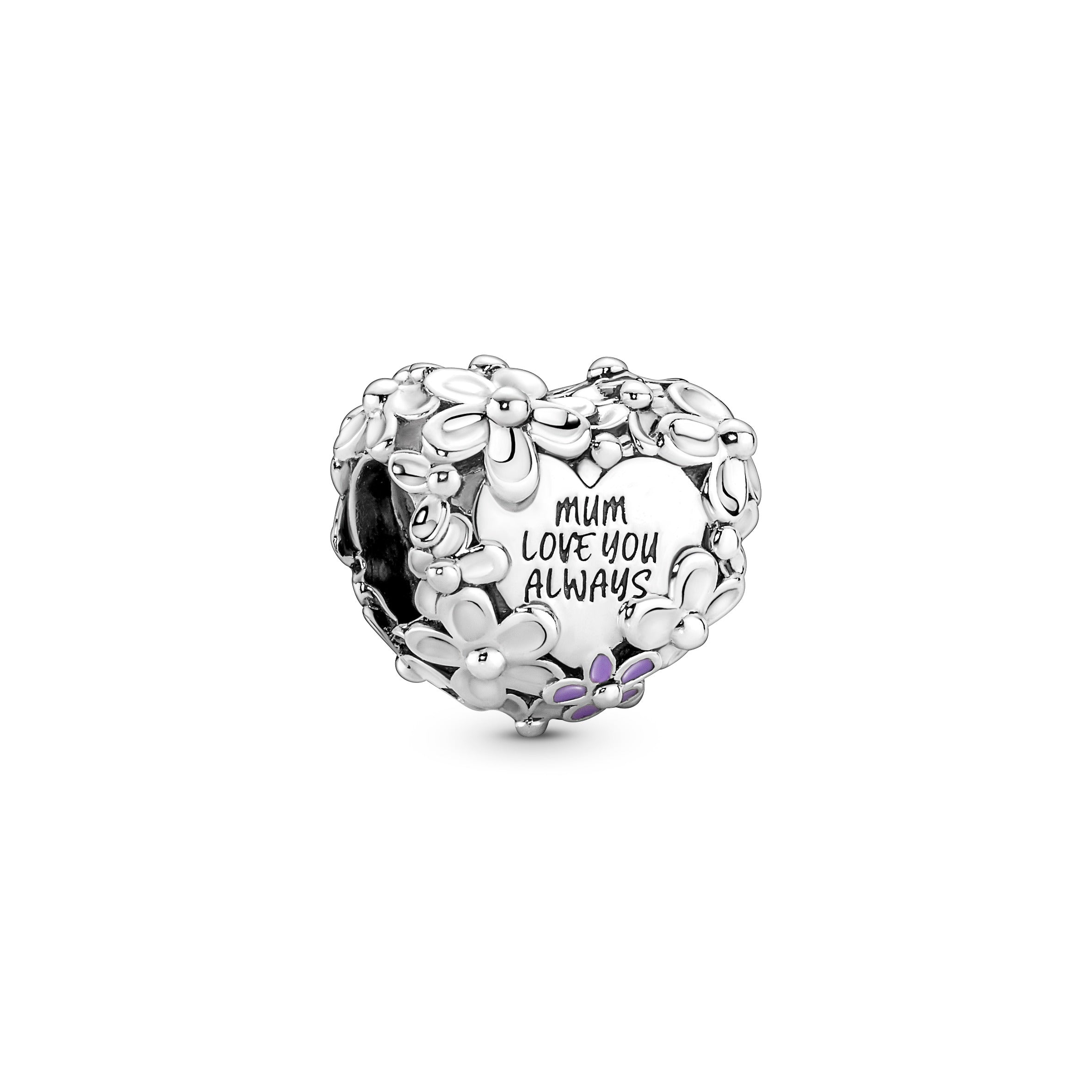 Heart Sterling Silver Charm With Pink And Violet Enamel