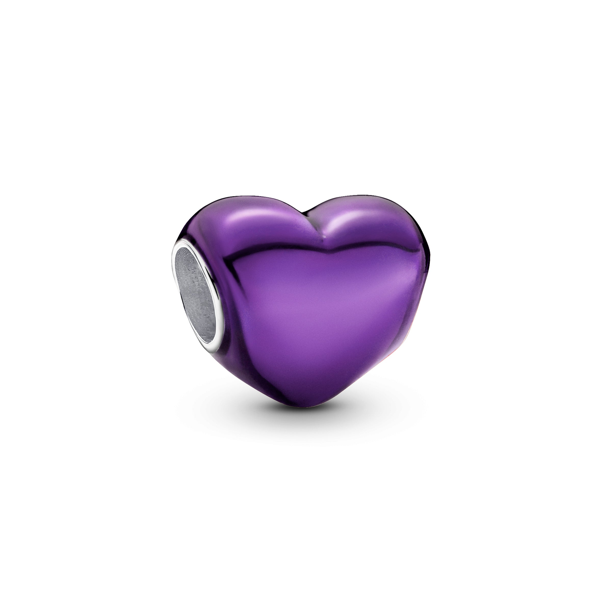 Heart Sterling Silver Charm With Purple Enamel