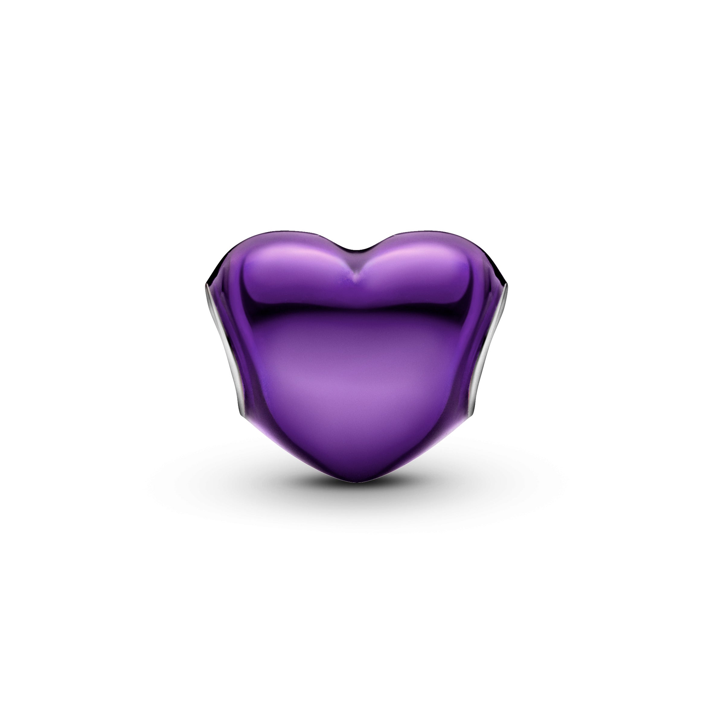 Heart Sterling Silver Charm With Purple Enamel