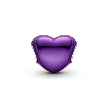 Heart Sterling Silver Charm With Purple Enamel