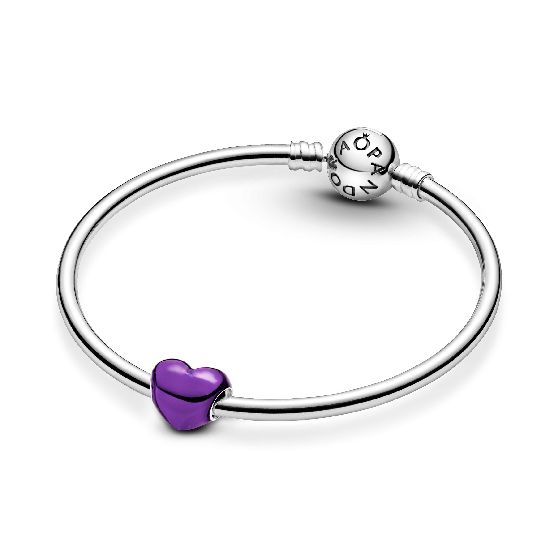Heart Sterling Silver Charm With Purple Enamel