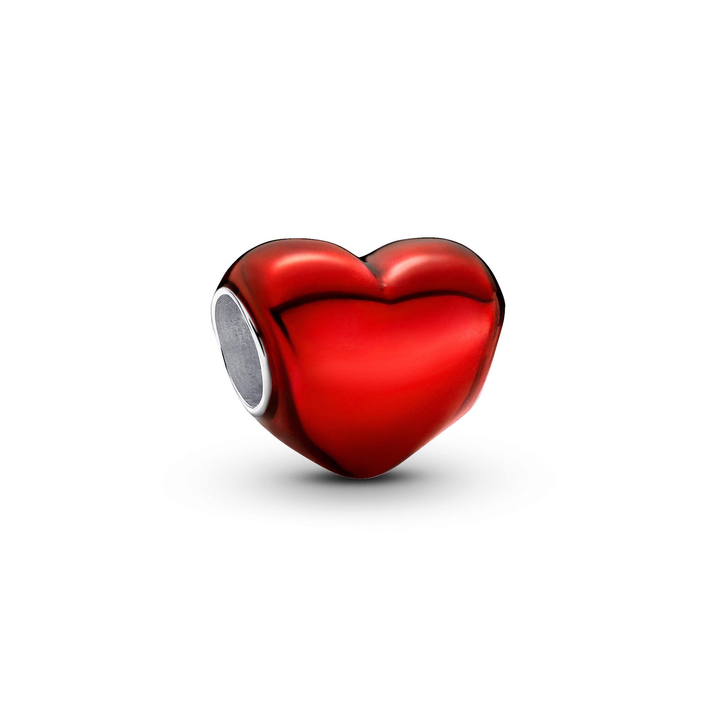 Heart Sterling Silver Charm With Red Enamel