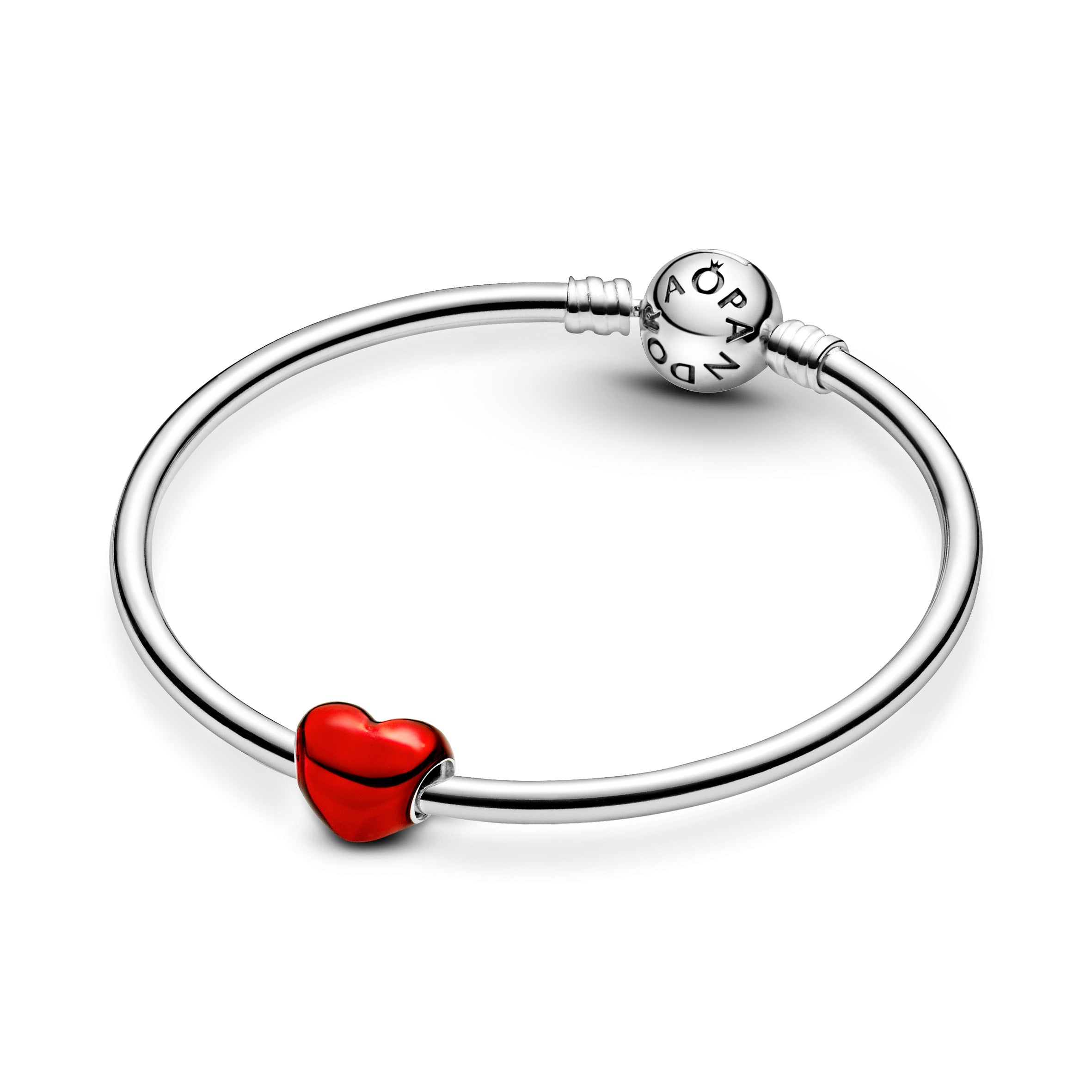 Heart Sterling Silver Charm With Red Enamel