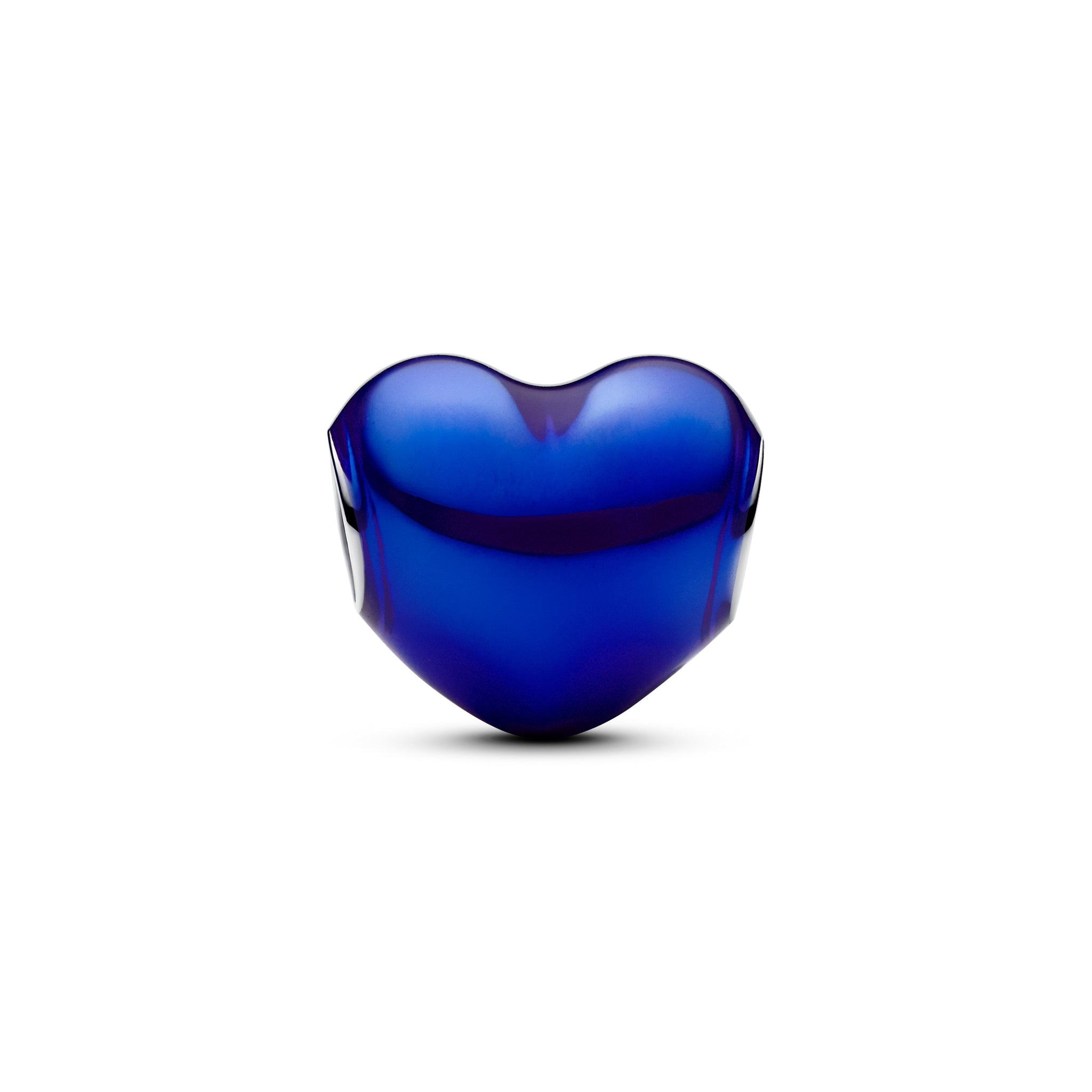 Heart Sterling Silver Charm With Transparent Blue Enamel
