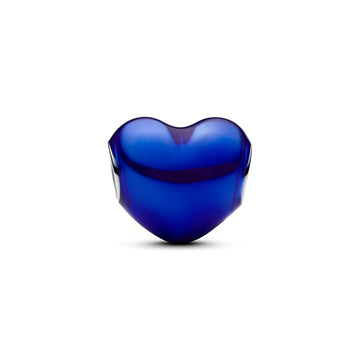 Heart Sterling Silver Charm With Transparent Blue Enamel