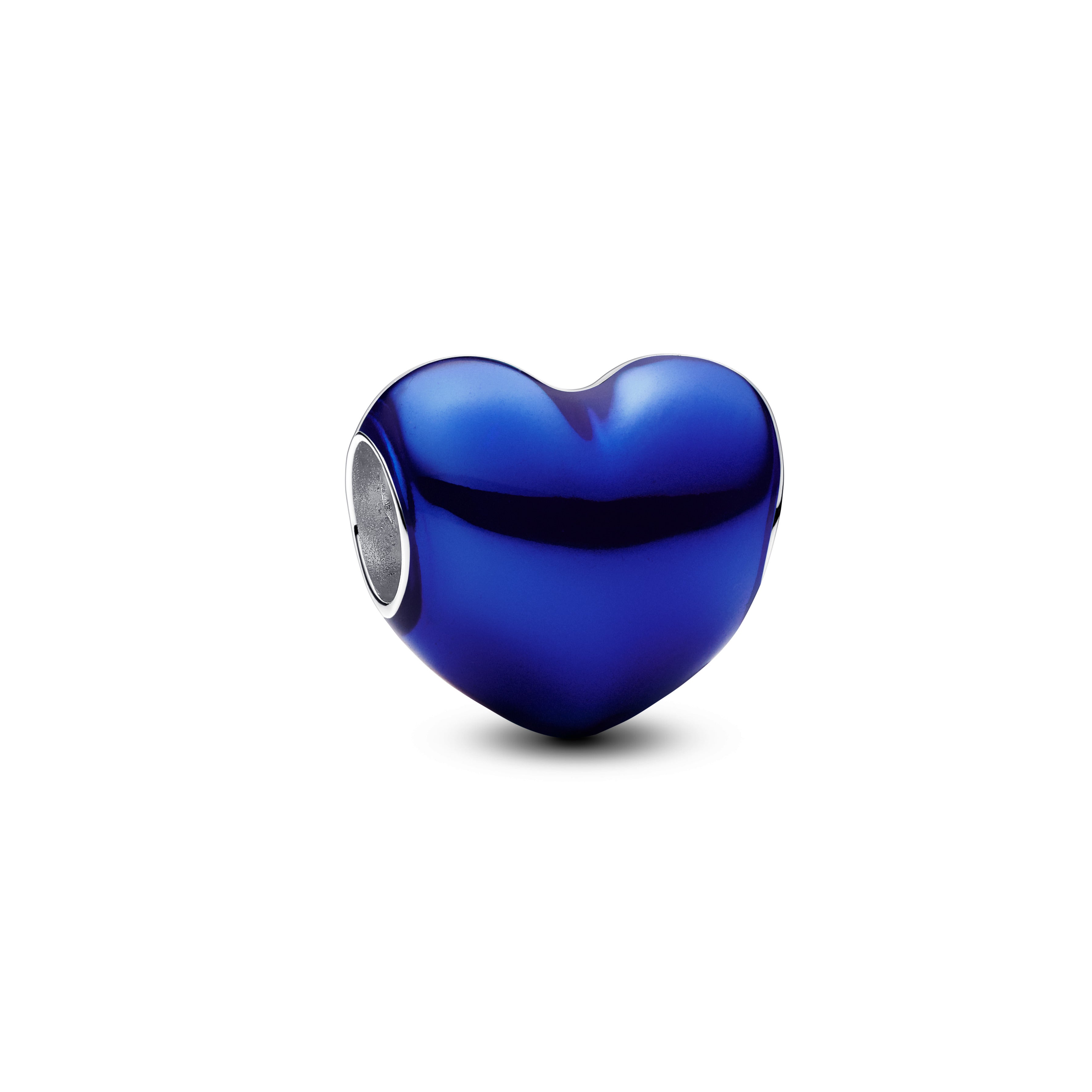 Heart Sterling Silver Charm With Transparent Blue Enamel