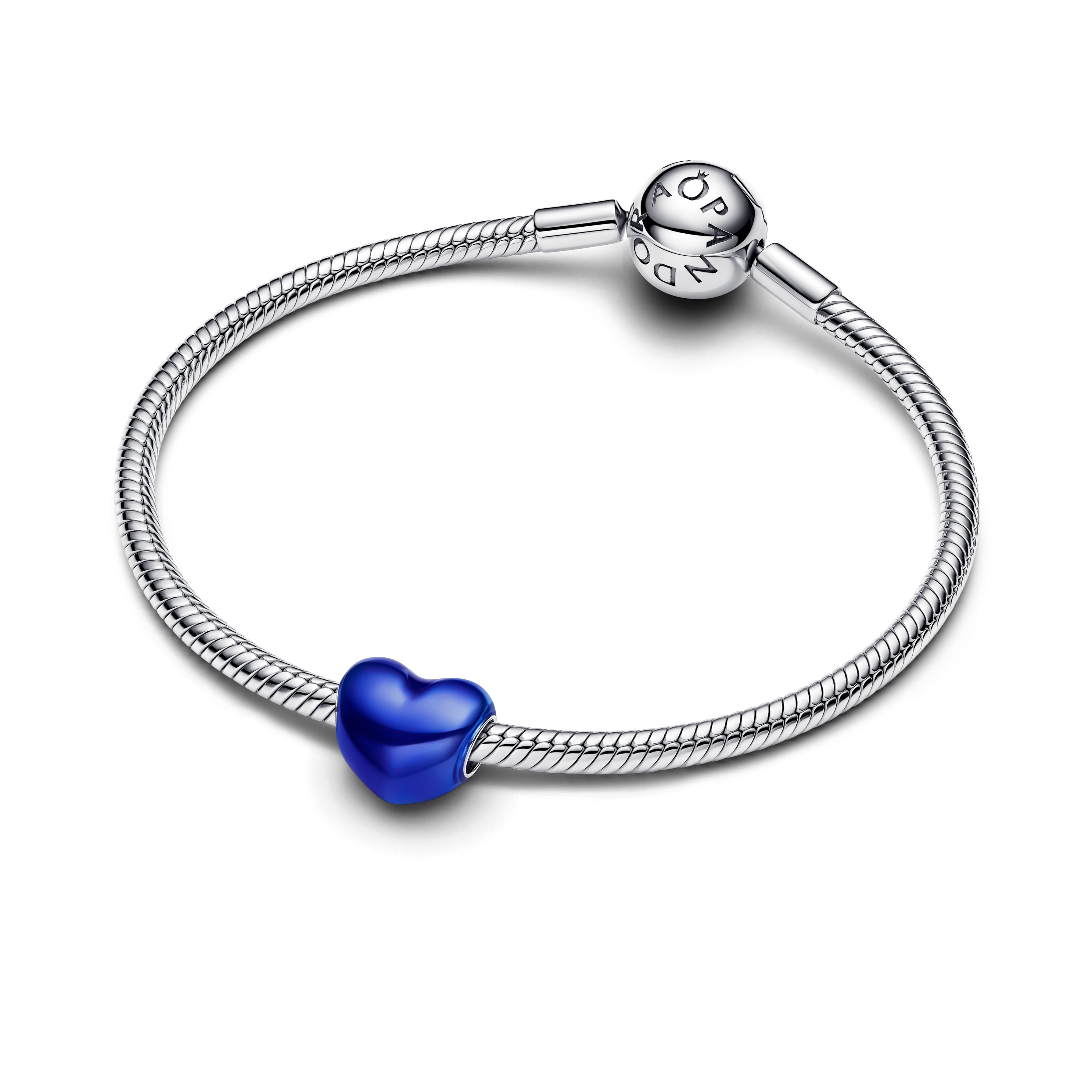 Heart Sterling Silver Charm With Transparent Blue Enamel