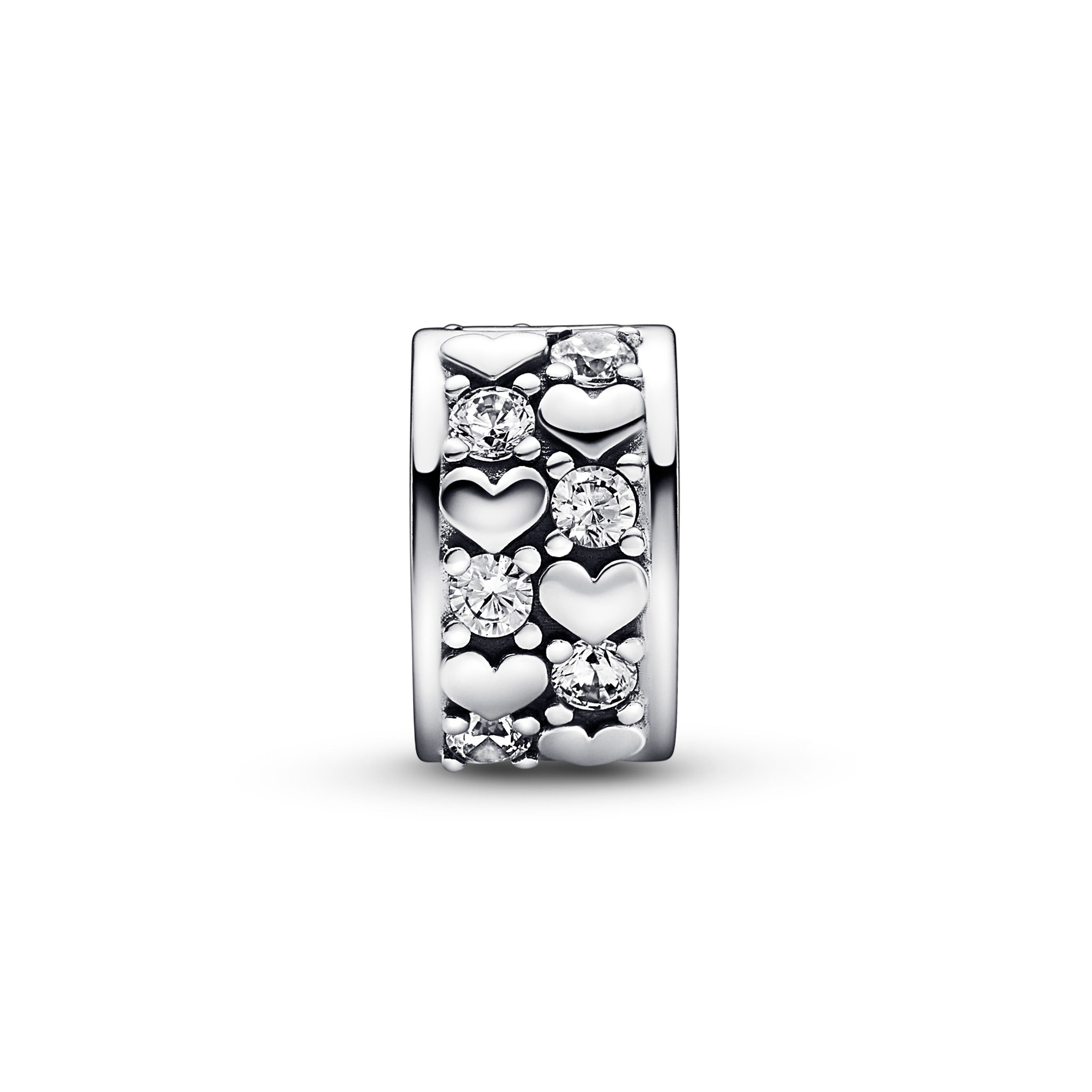 Heart Sterling Silver Clip With Clear Cubic Zirconia