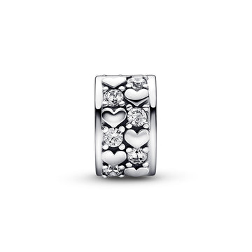 Heart Sterling Silver Clip With Clear Cubic Zirconia