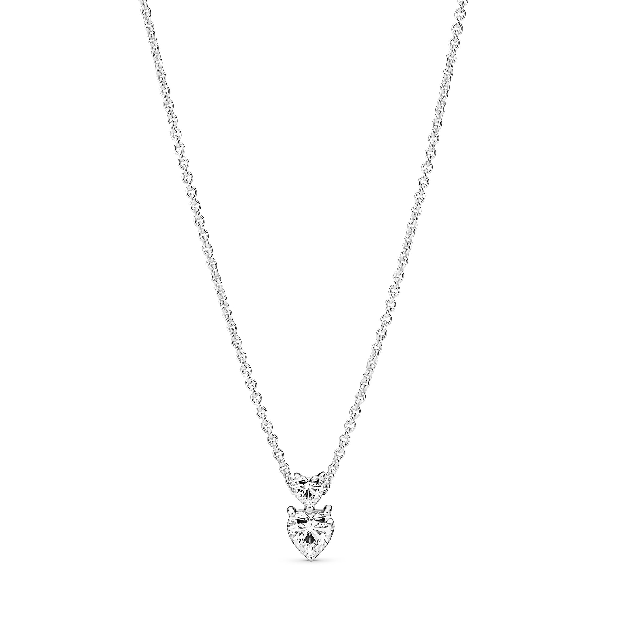 Heart Sterling Silver Collier With Clear Cubic Zirconia