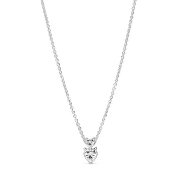 Heart Sterling Silver Collier With Clear Cubic Zirconia