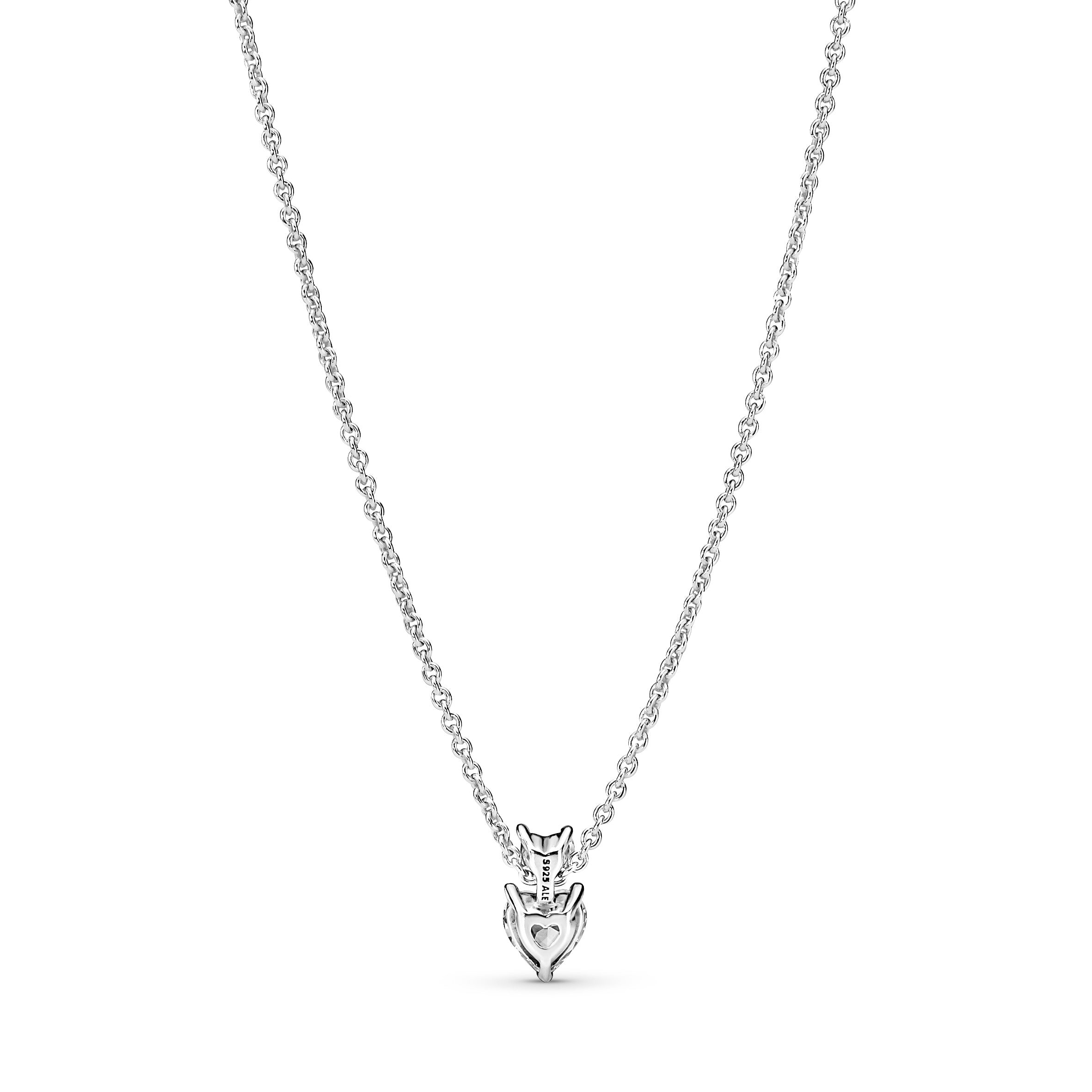 Heart Sterling Silver Collier With Clear Cubic Zirconia