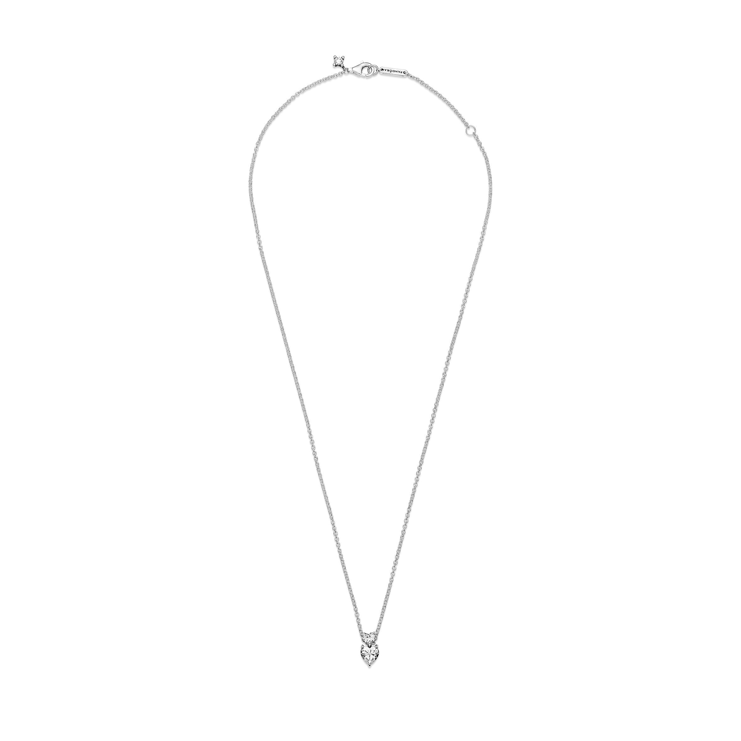 Heart Sterling Silver Collier With Clear Cubic Zirconia