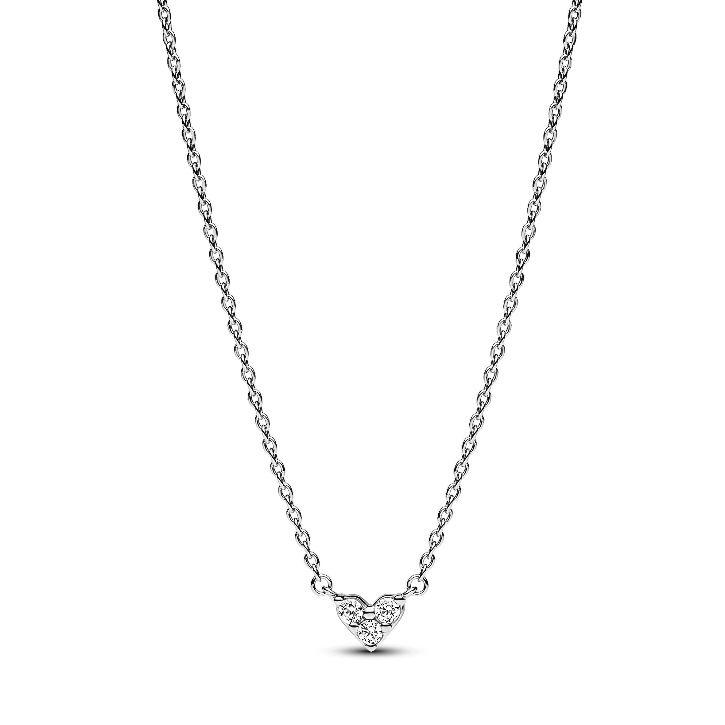 Heart Sterling Silver Collier With Clear Cubic Zirconia