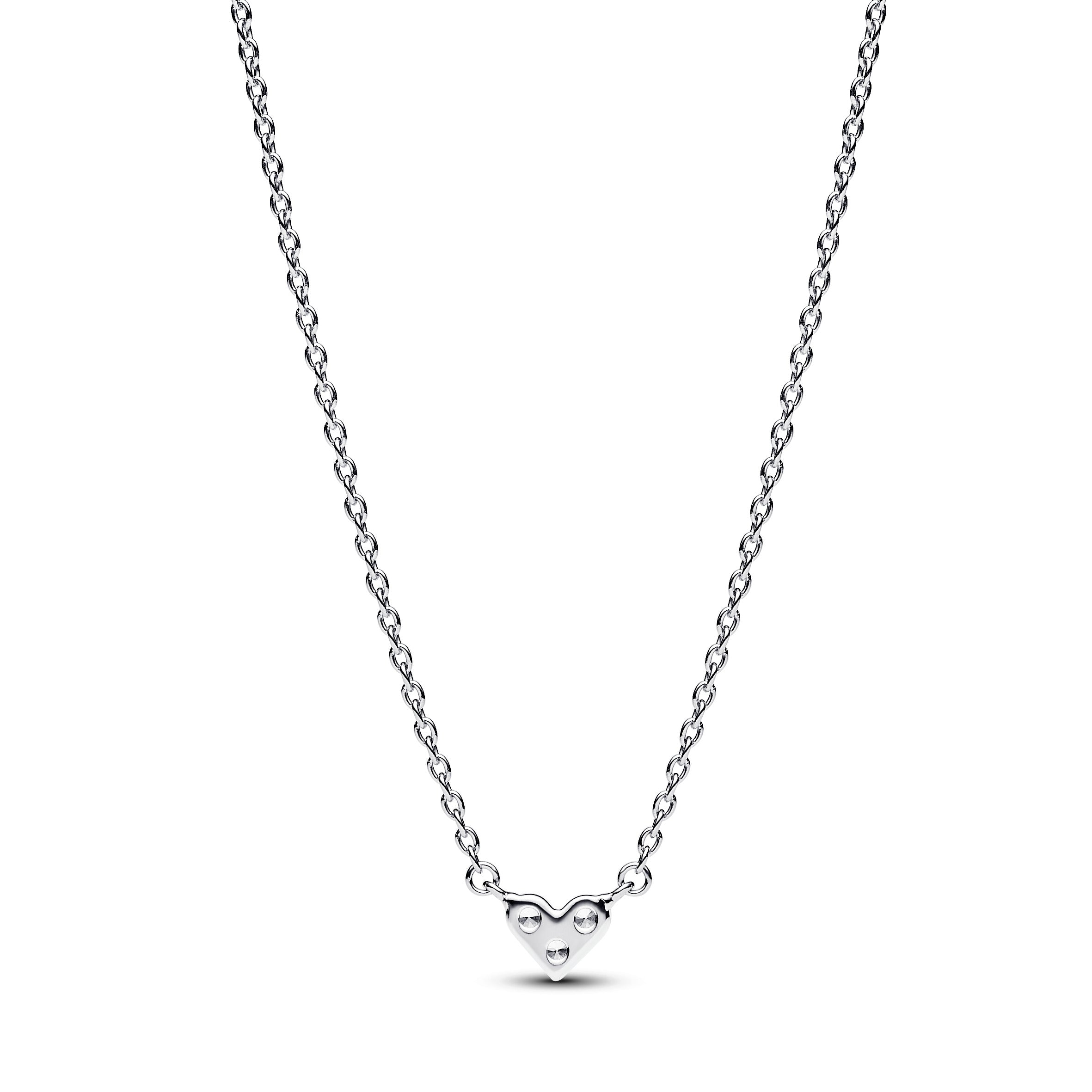 Heart Sterling Silver Collier With Clear Cubic Zirconia