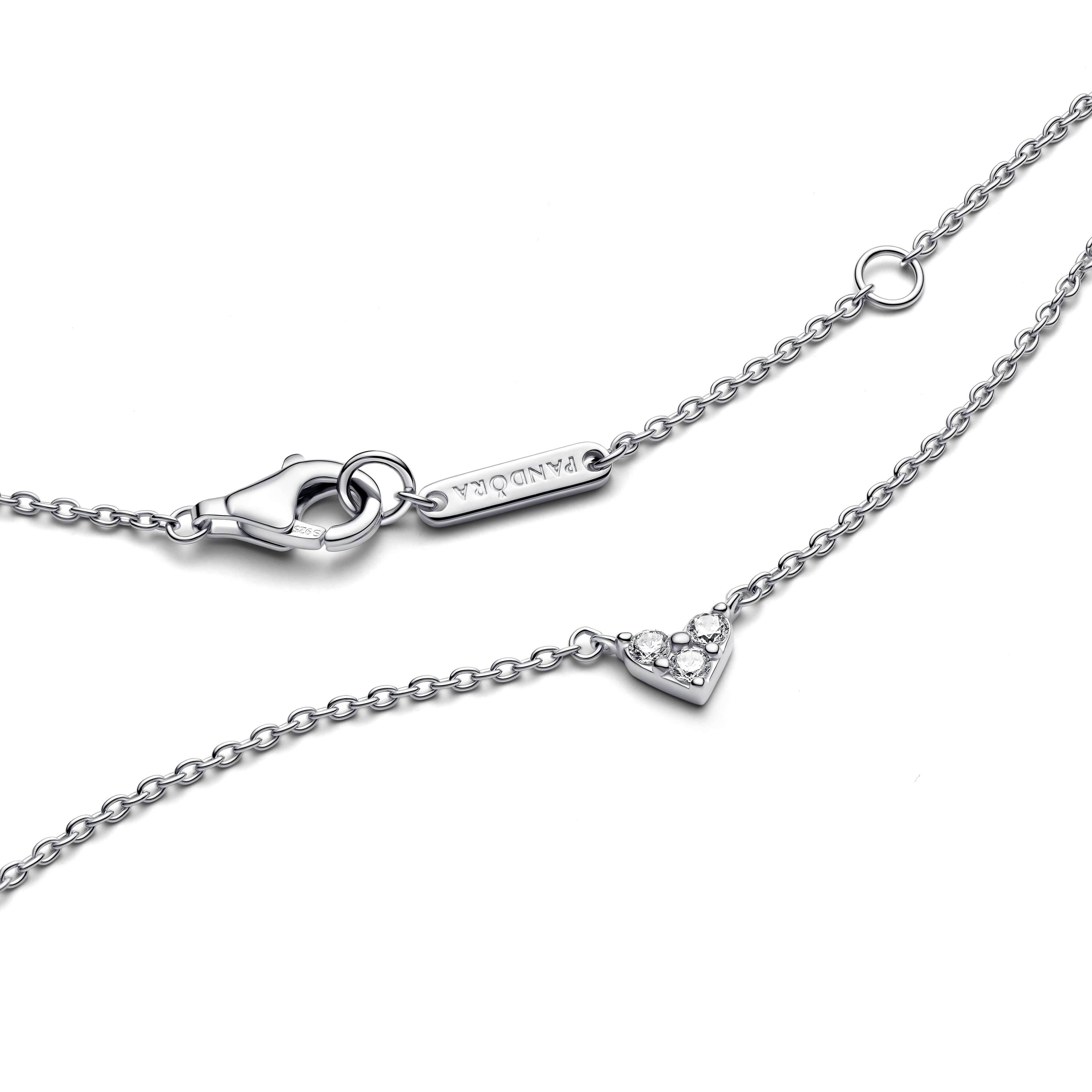 Heart Sterling Silver Collier With Clear Cubic Zirconia