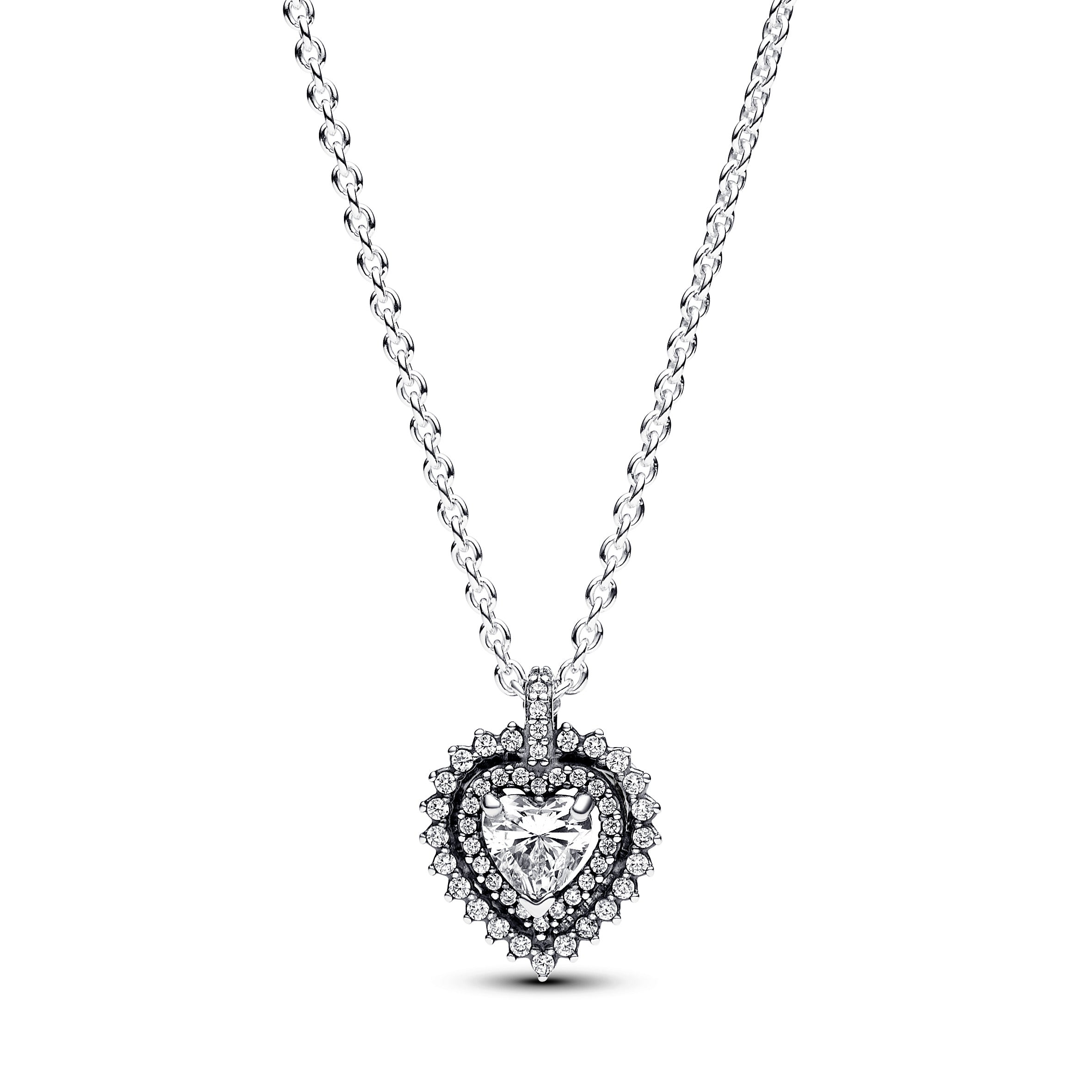 Heart Sterling Silver Collier With Clear Cubic Zirconia
