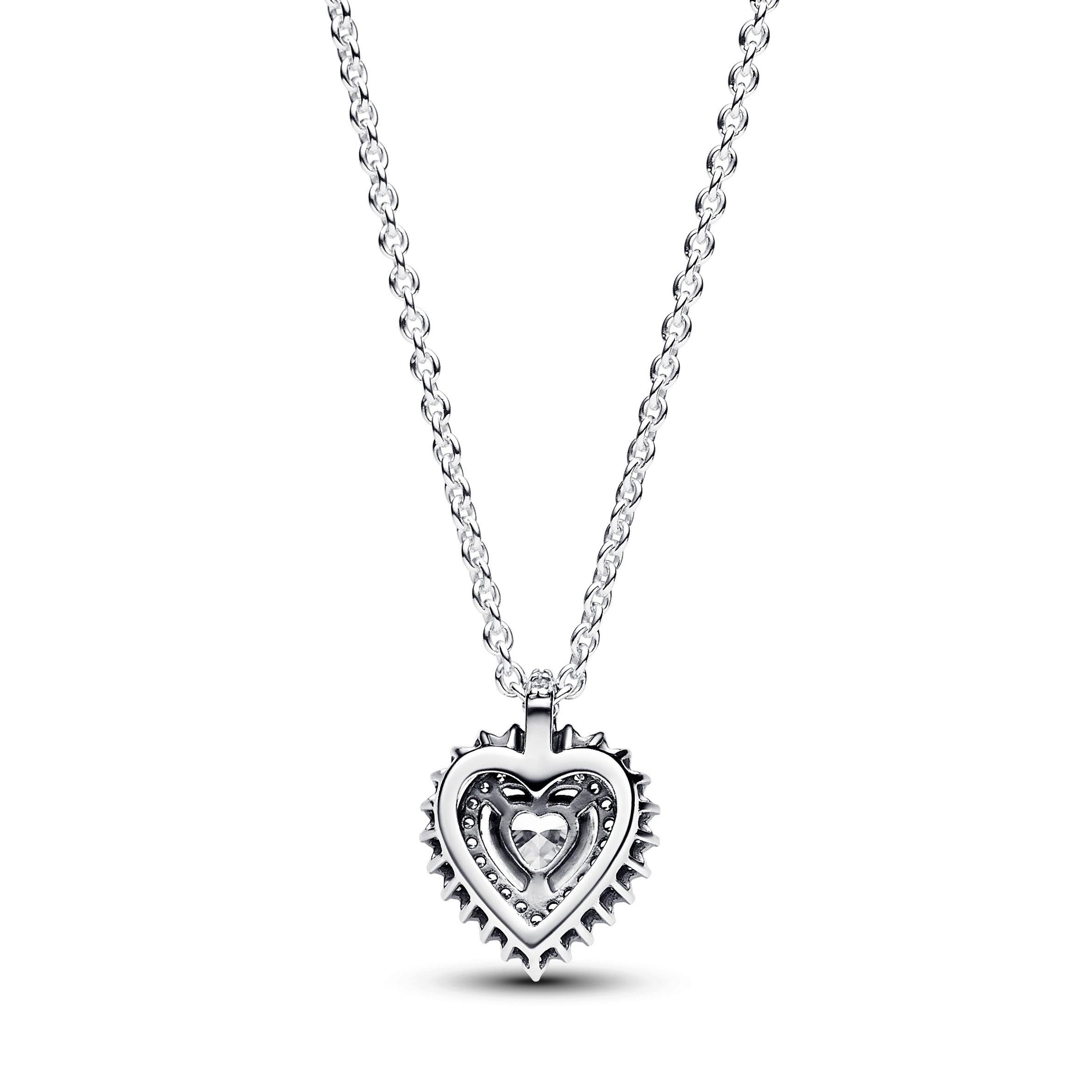 Heart Sterling Silver Collier With Clear Cubic Zirconia