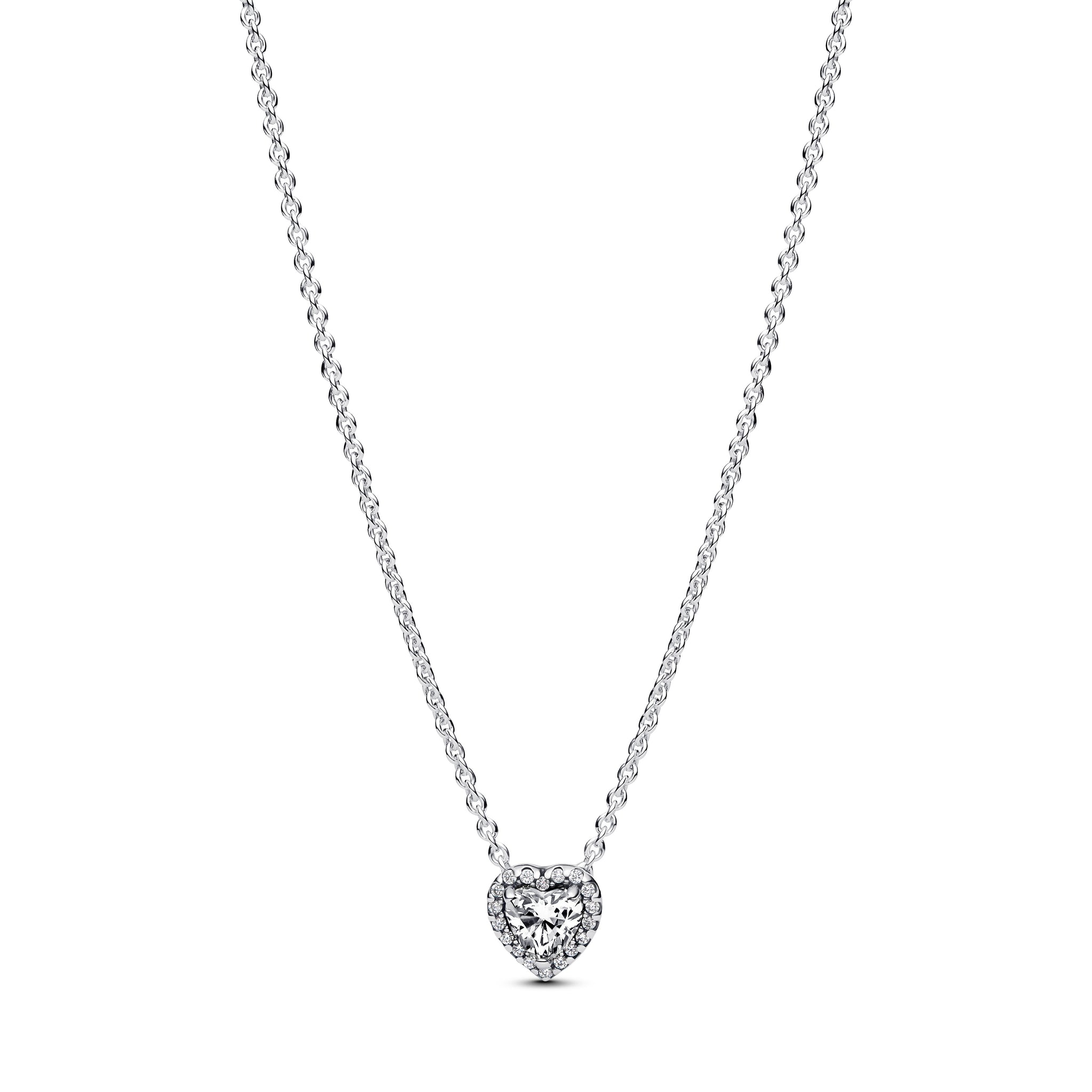 Heart Sterling Silver Collier With Clear Cubic Zirconia