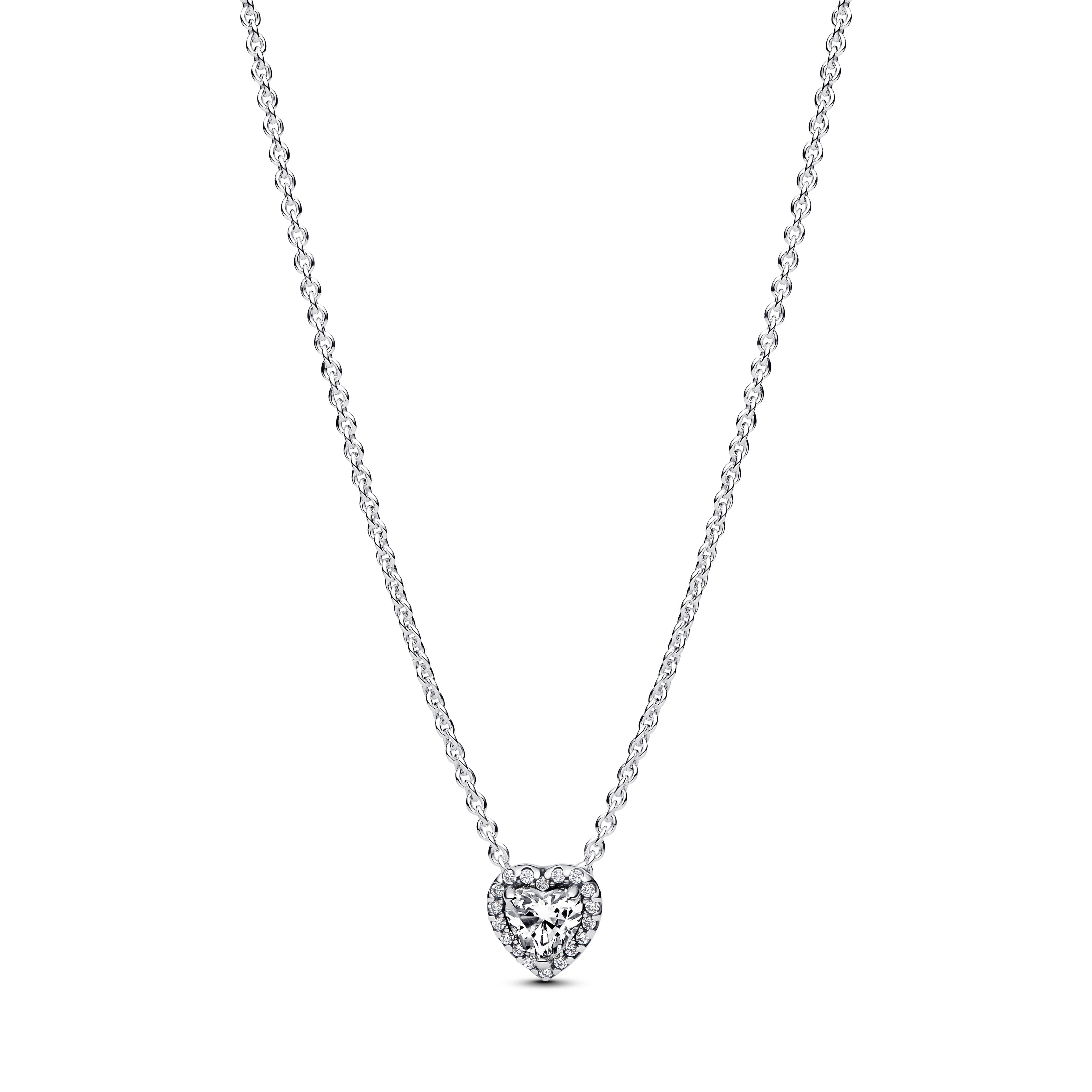 Heart Sterling Silver Collier With Clear Cubic Zirconia
