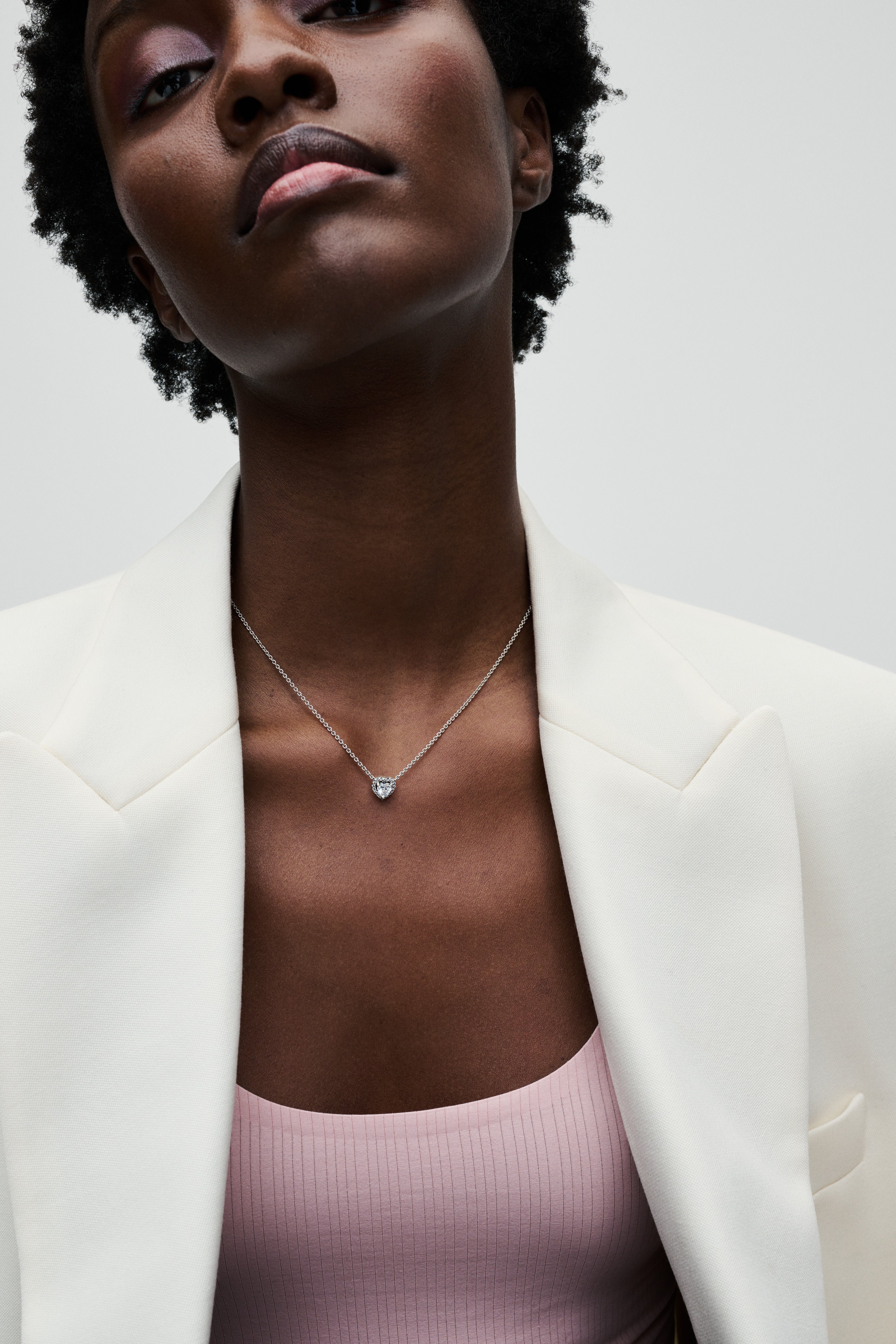 Heart Sterling Silver Collier With Clear Cubic Zirconia