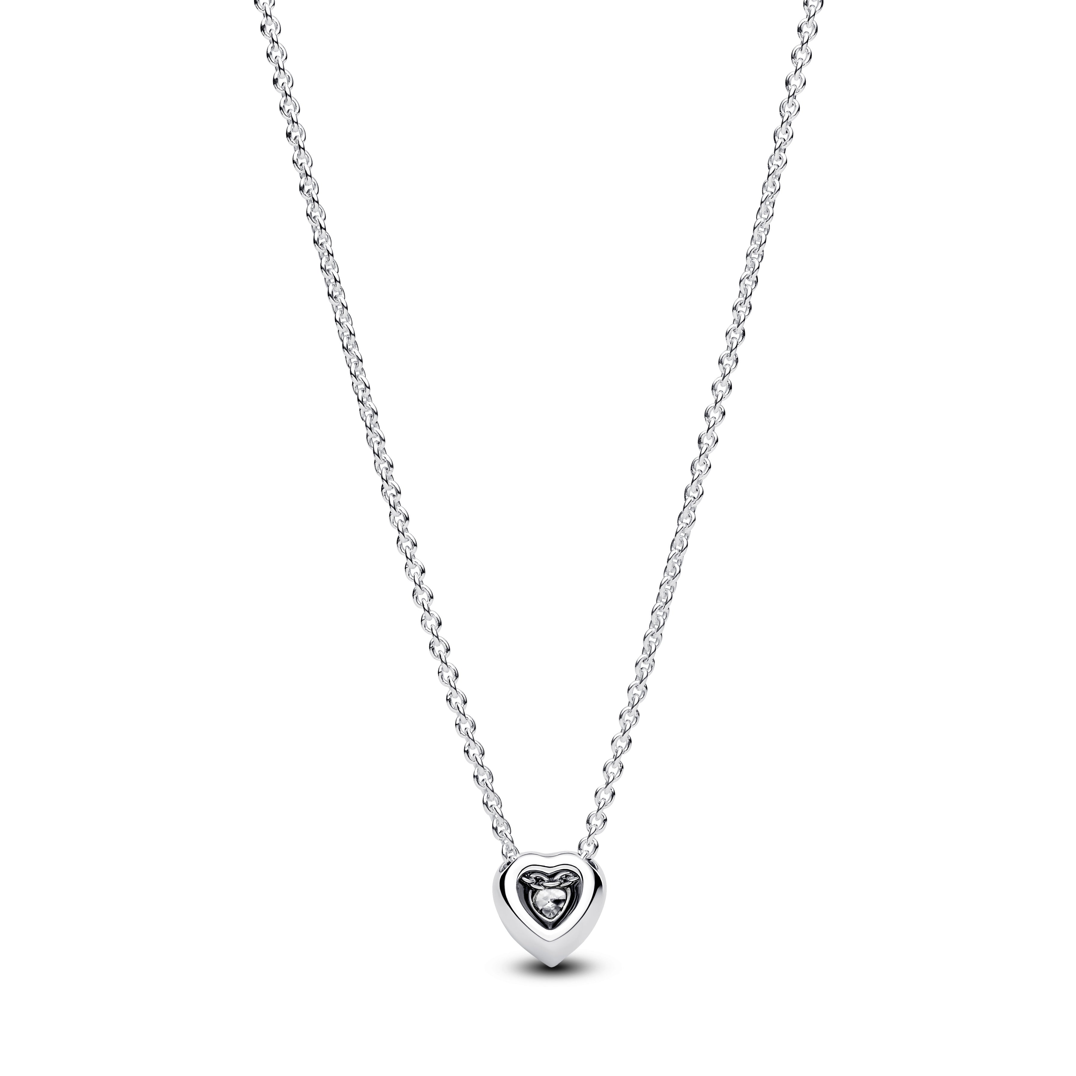 Heart Sterling Silver Collier With Clear Cubic Zirconia