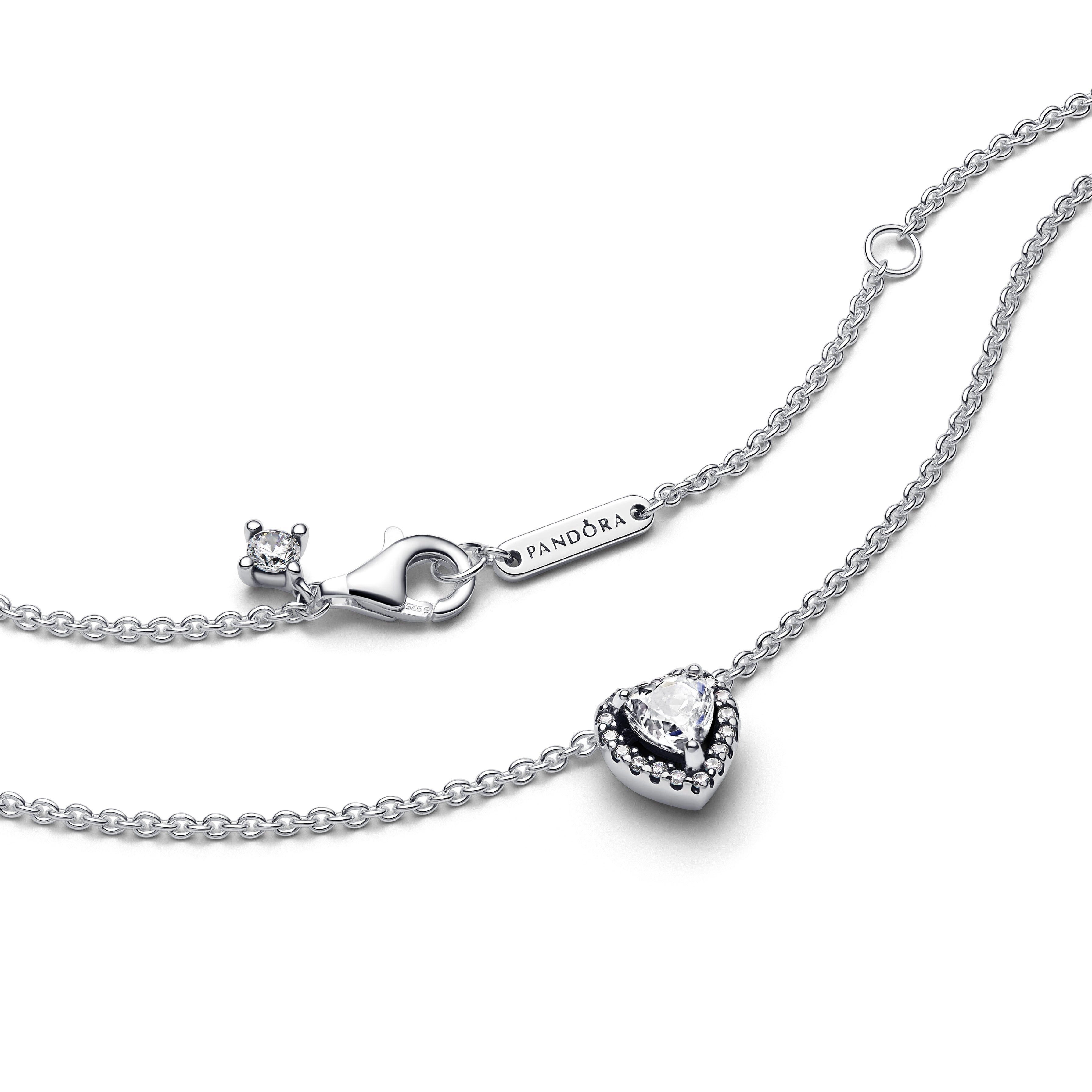 Heart Sterling Silver Collier With Clear Cubic Zirconia