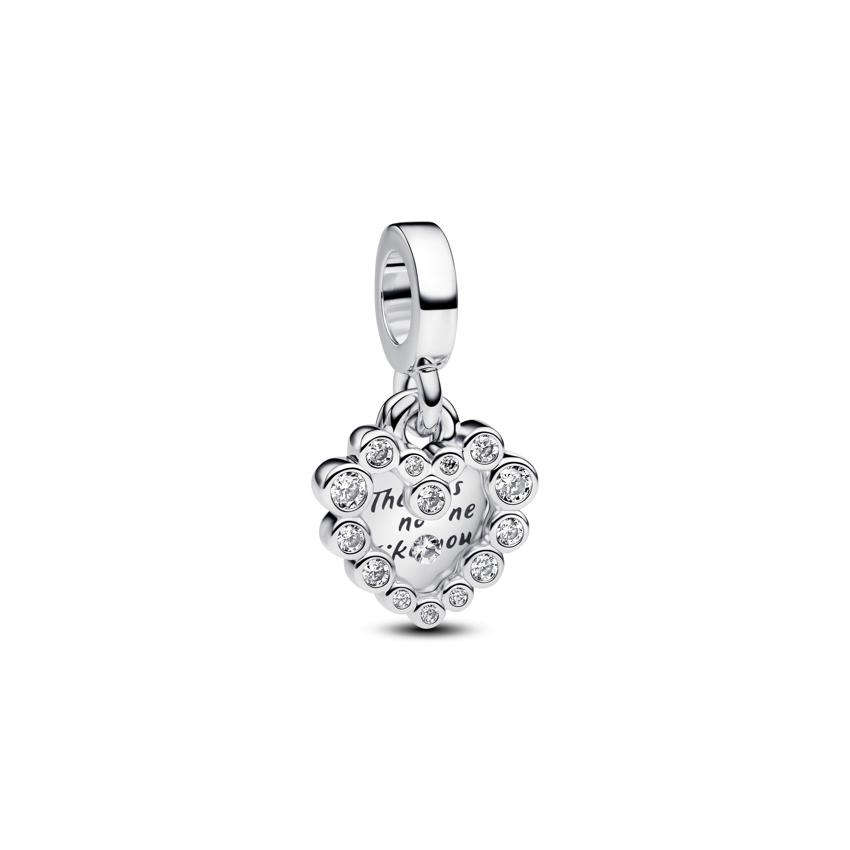 Heart Sterling Silver Double Dangle With Clear Cubic Zirconia And Transparent Resin