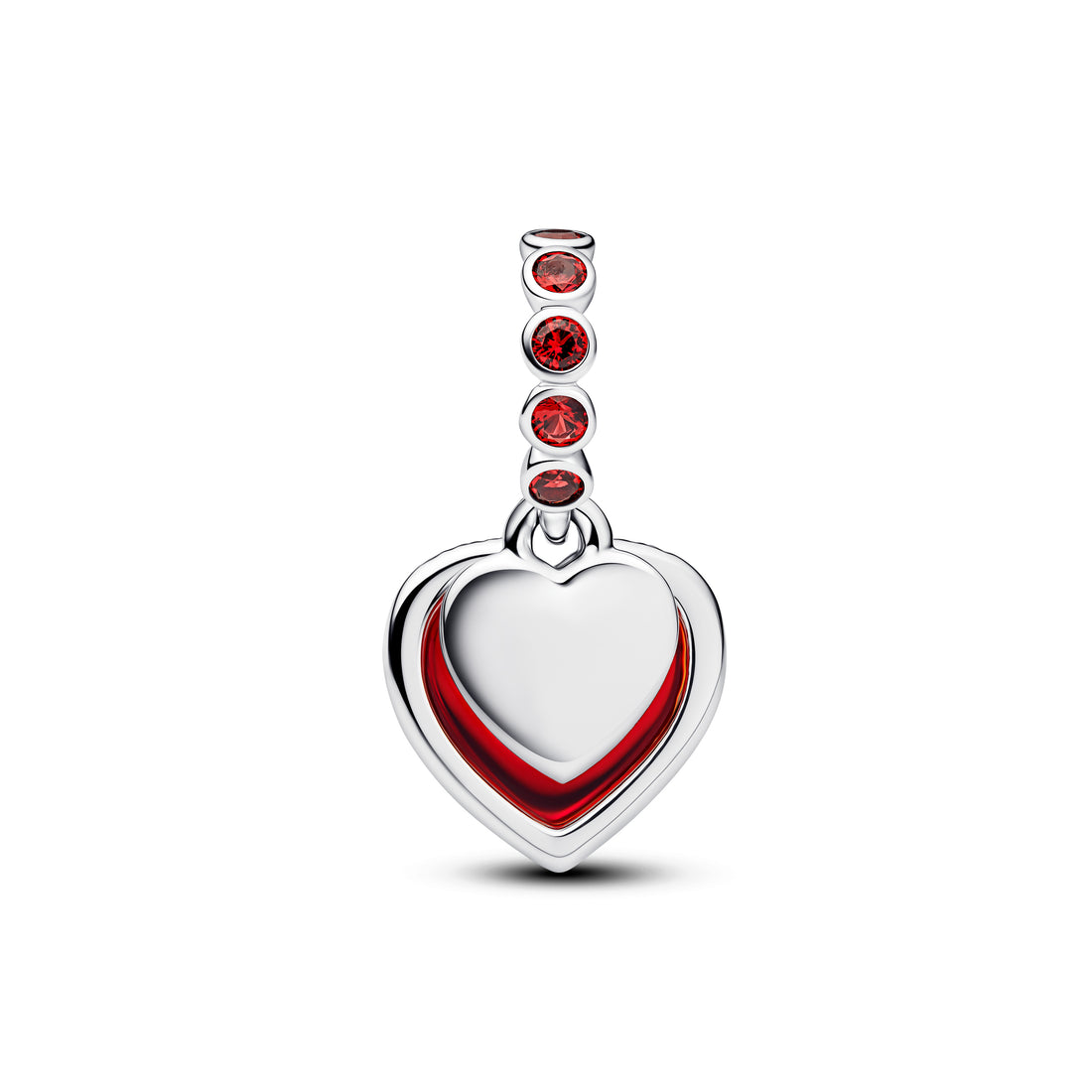 Heart Sterling Silver Double Dangle With Salsa Red Crystal And Red Murano Glass