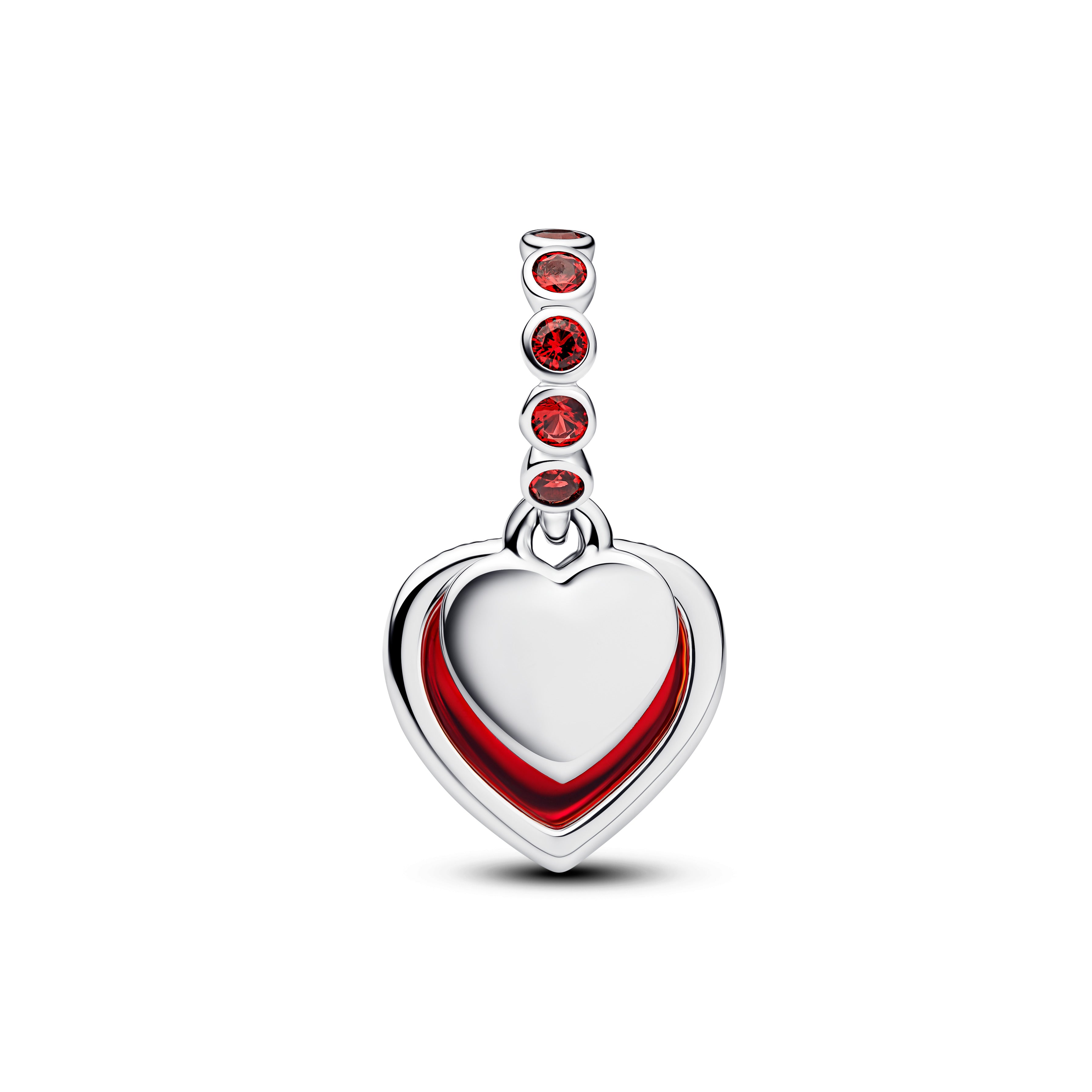 Heart Sterling Silver Double Dangle With Salsa Red Crystal And Red Murano Glass