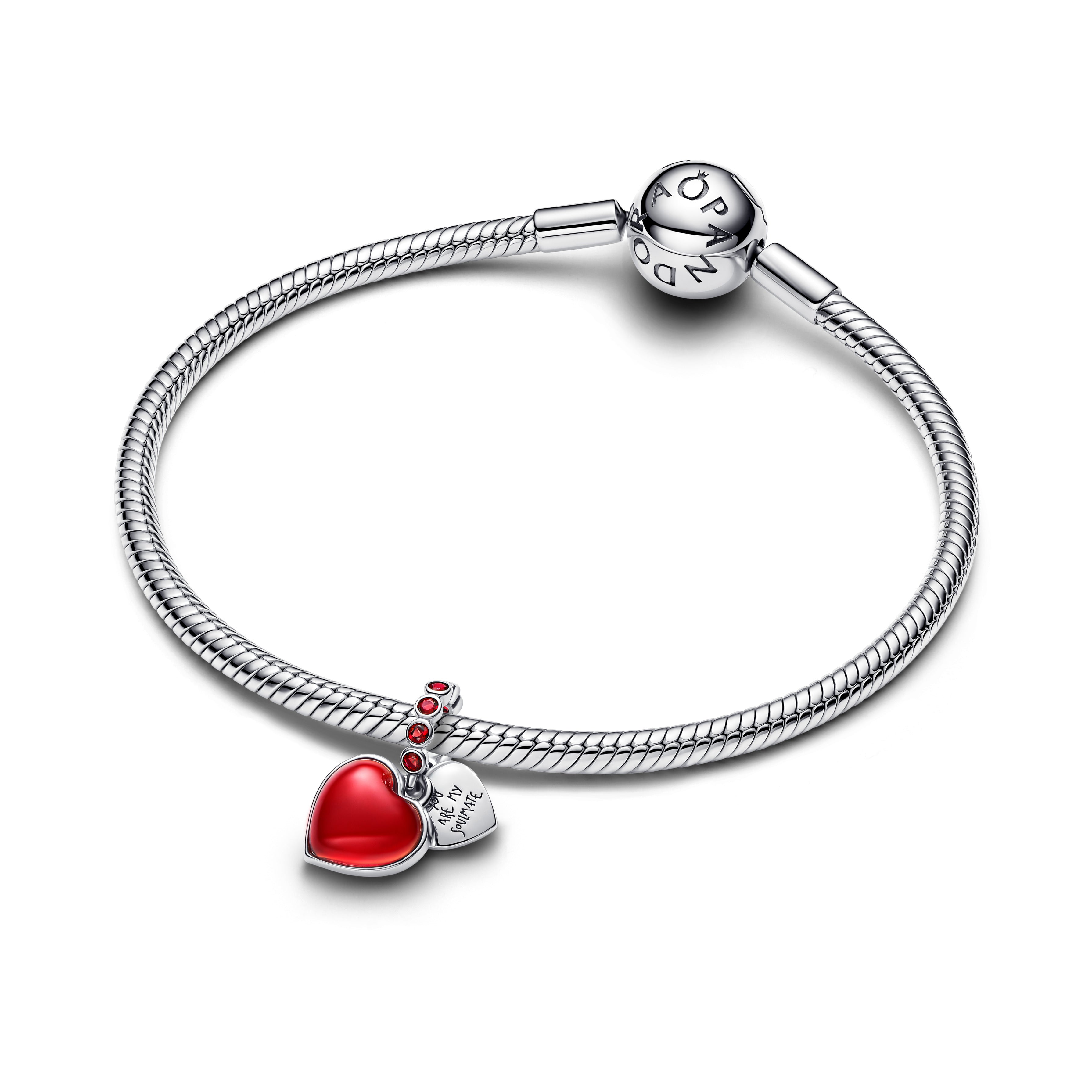 Heart Sterling Silver Double Dangle With Salsa Red Crystal And Red Murano Glass