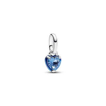 Heart Sterling Silver Mini Dangle With Blue Crystal And Blue Enamel