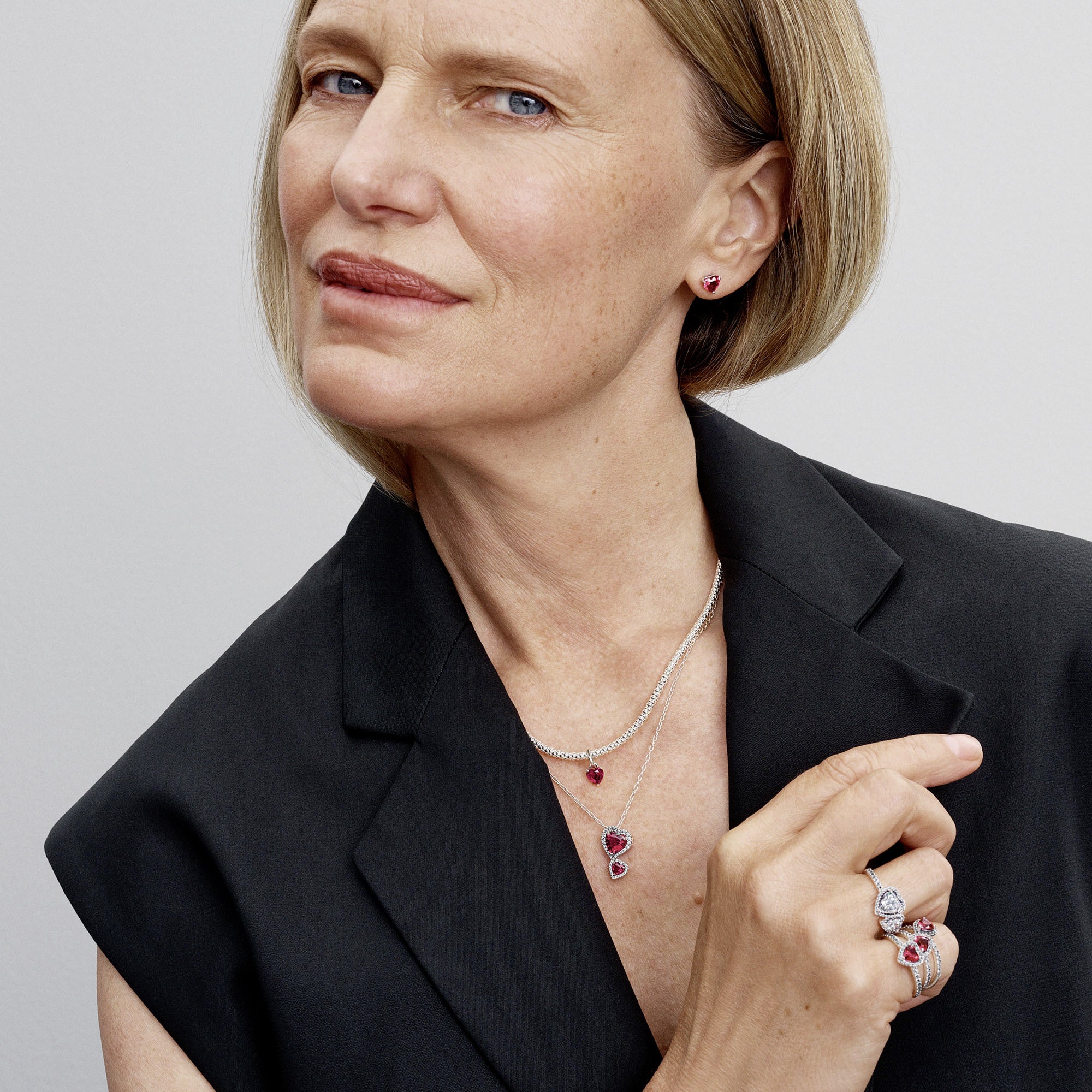 Heart Sterling Silver Mini Dangle With Cherries Jubilee Red Crystal