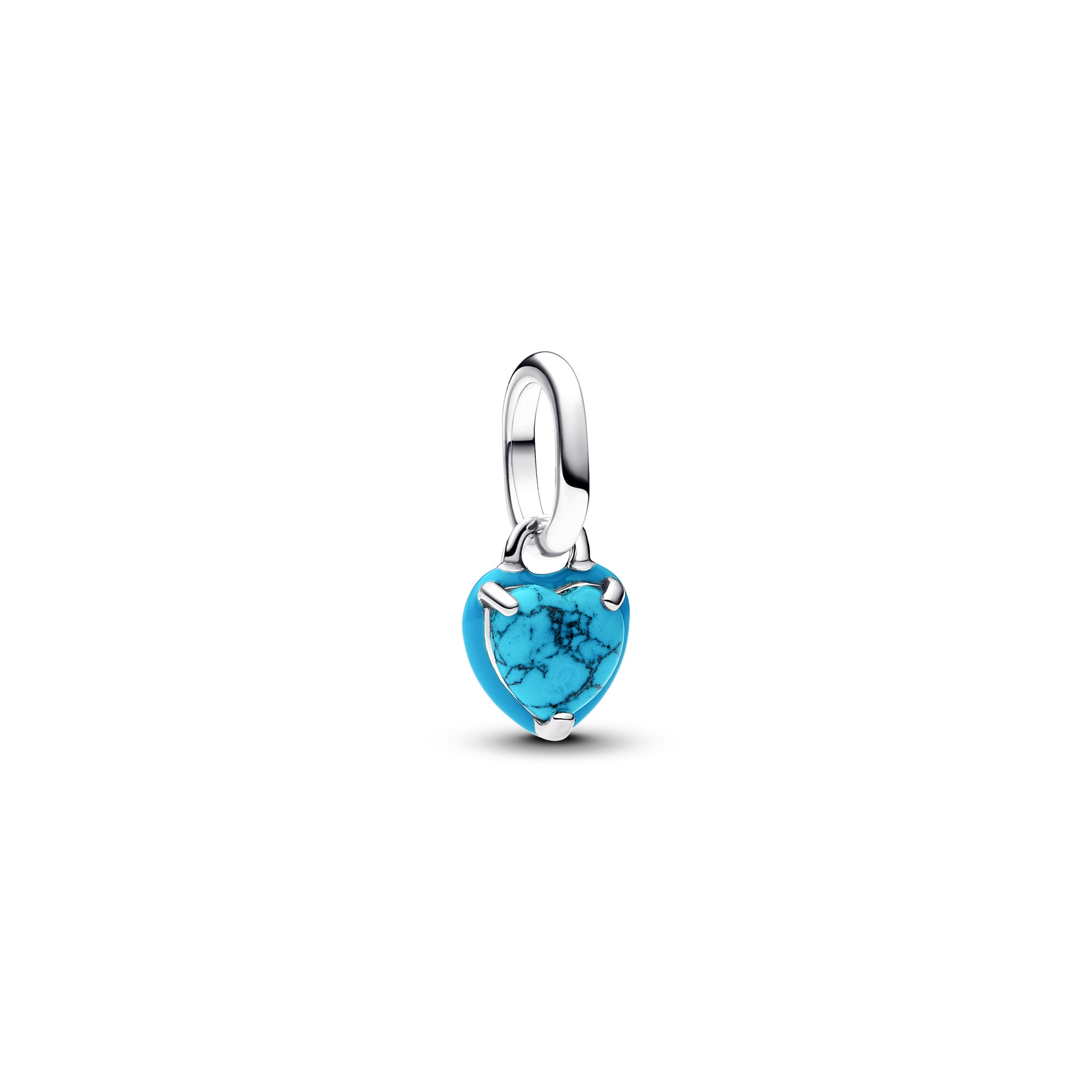 Heart Sterling Silver Mini Dangle With Imitation Turquoise And Turquoise Enamel