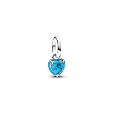 Heart Sterling Silver Mini Dangle With Imitation Turquoise And Turquoise Enamel