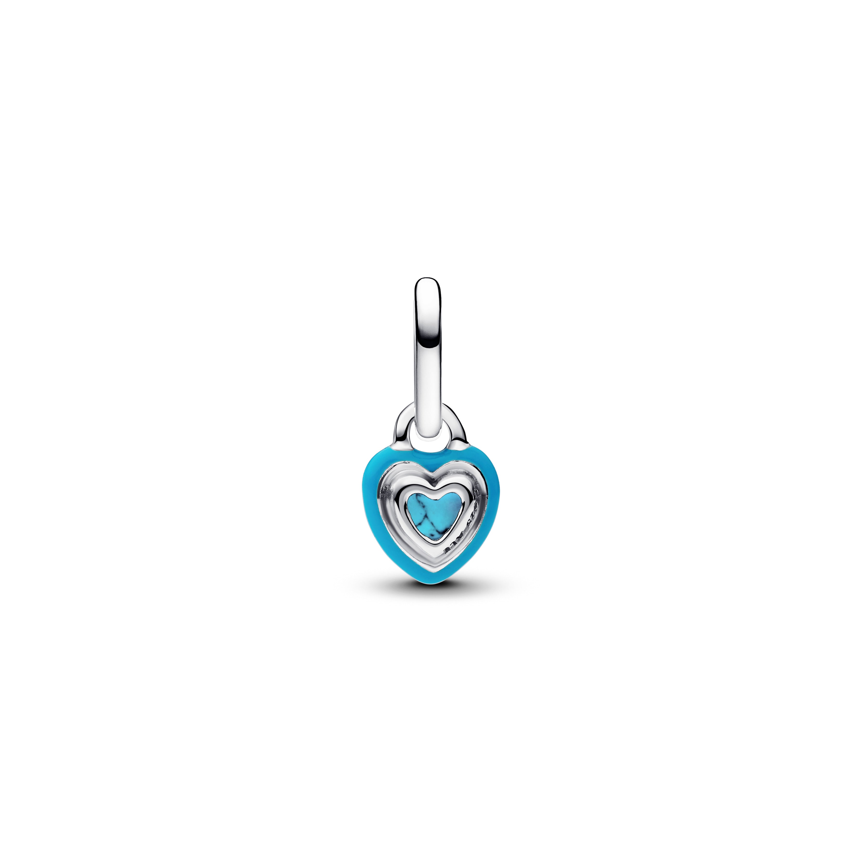 Heart Sterling Silver Mini Dangle With Imitation Turquoise And Turquoise Enamel