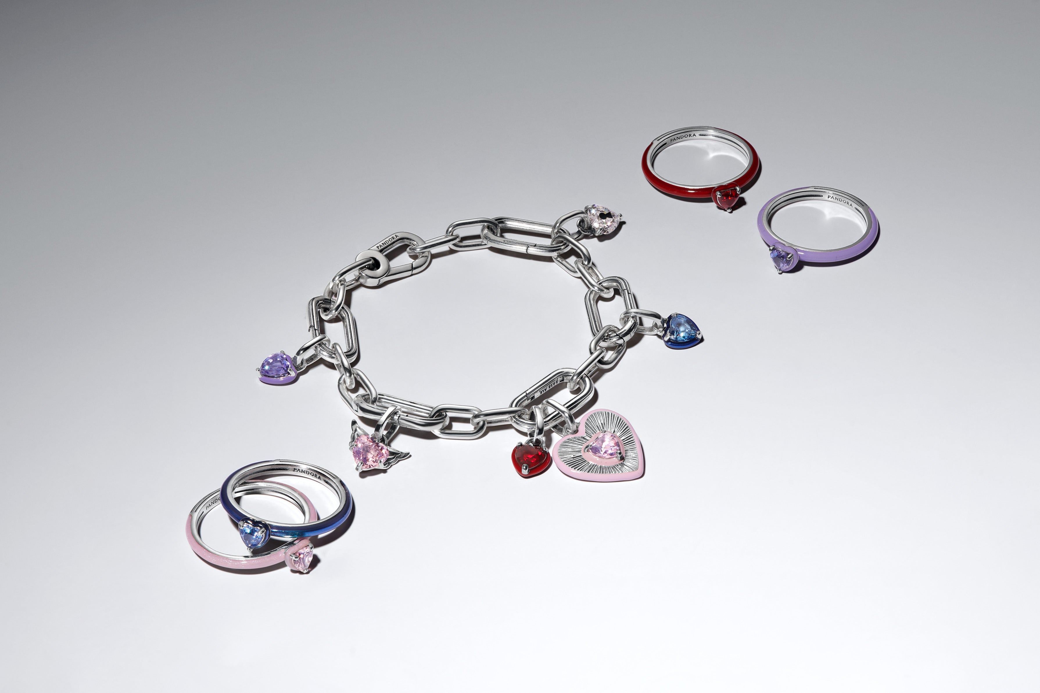 Heart Sterling Silver Mini Dangle With Salsa Red Crystal And Red Enamel