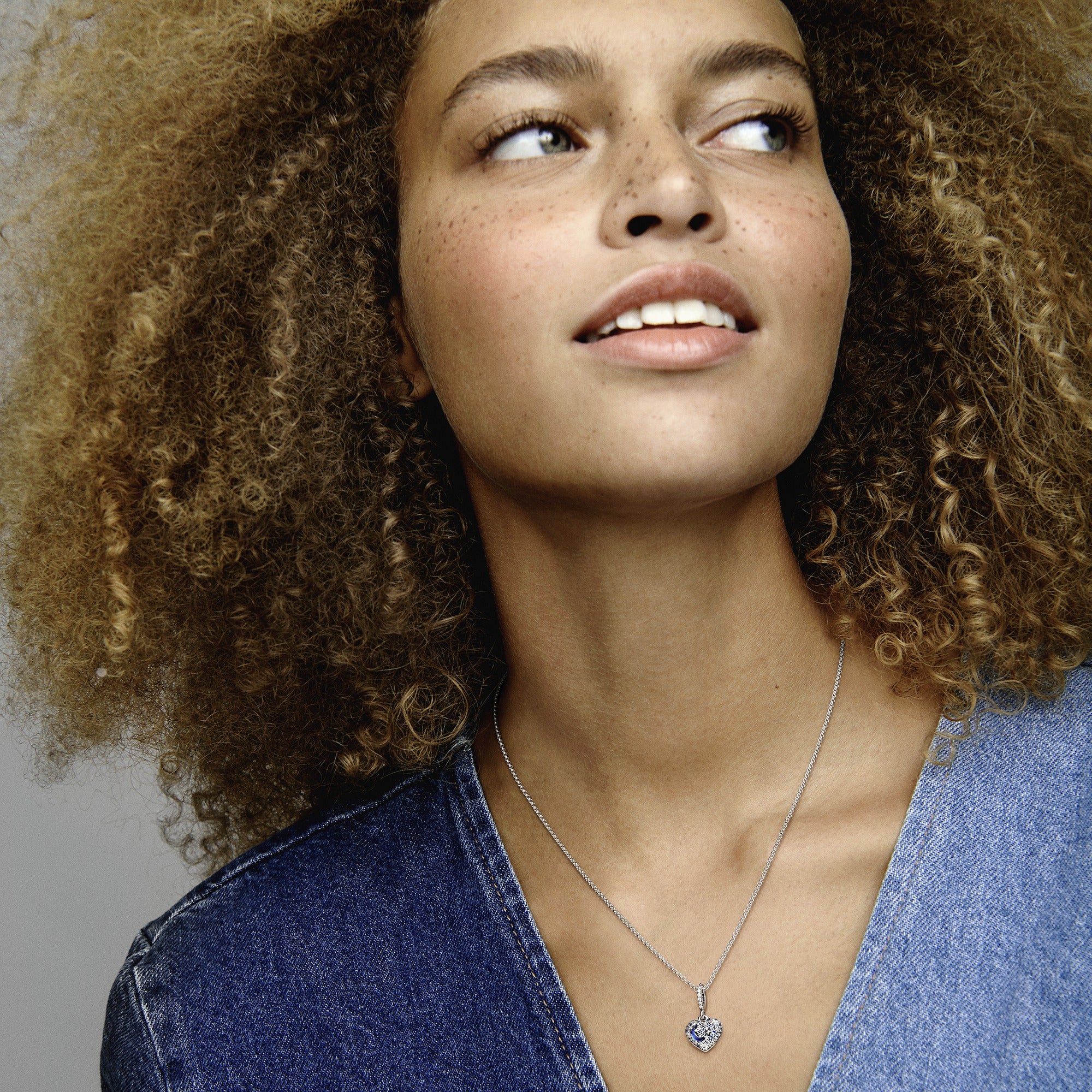 Heart Sterling Silver Necklace With Skylight Blue, Icy Blue Crystal And Clear Cubic Zirconia