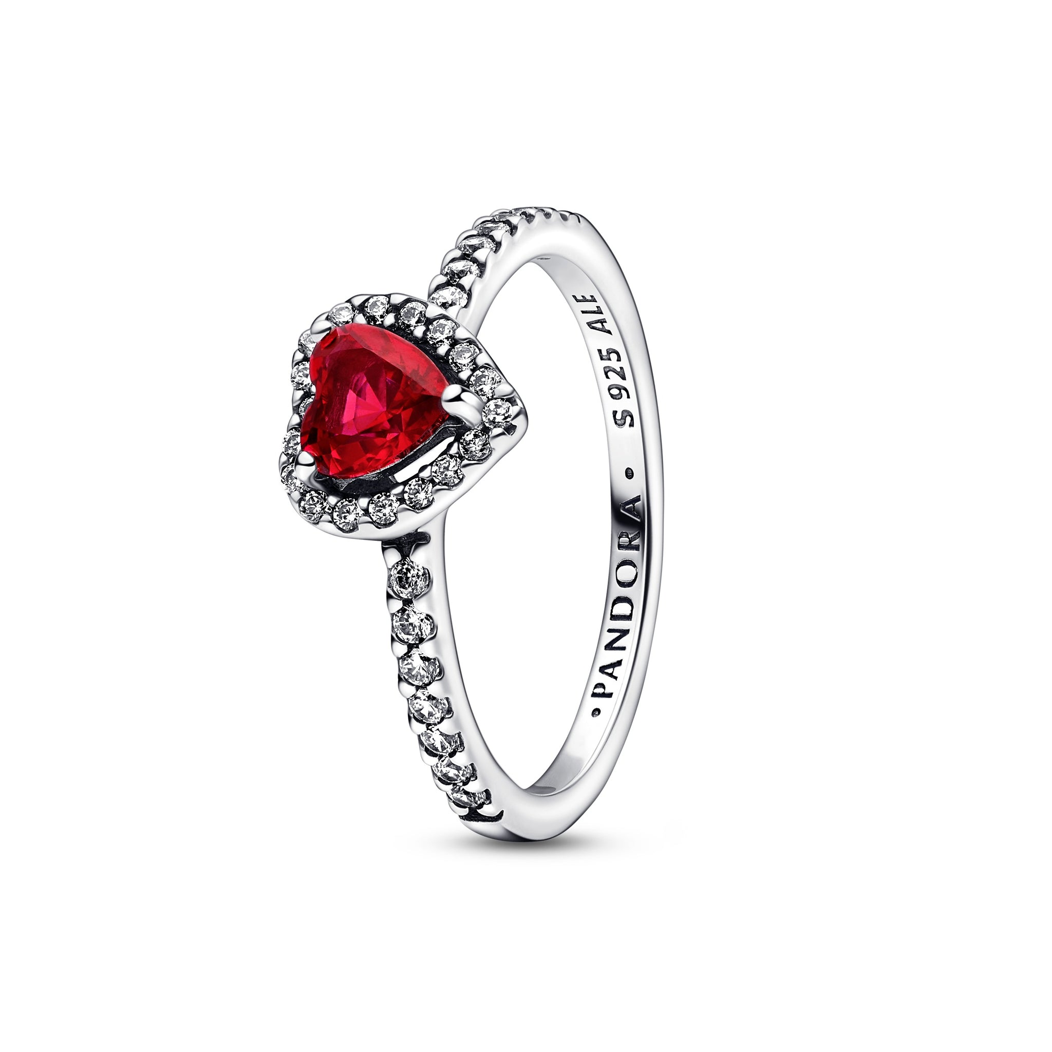 Heart Sterling Silver Ring With Cherries Jubilee Red Crystal And Clear Cubic Zirconia