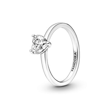 Heart Sterling Silver Ring With Clear Cubic Zirconia