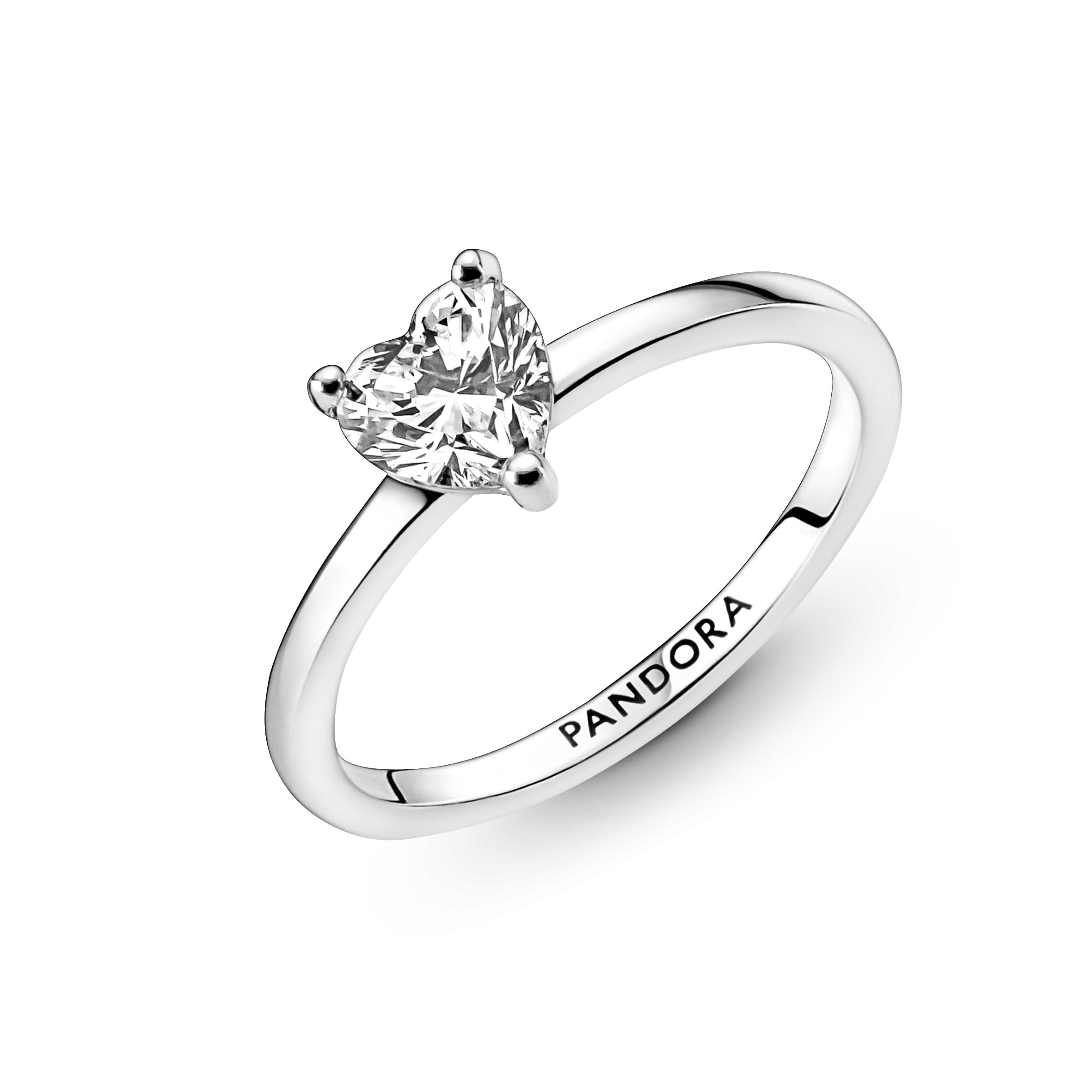 Heart Sterling Silver Ring With Clear Cubic Zirconia