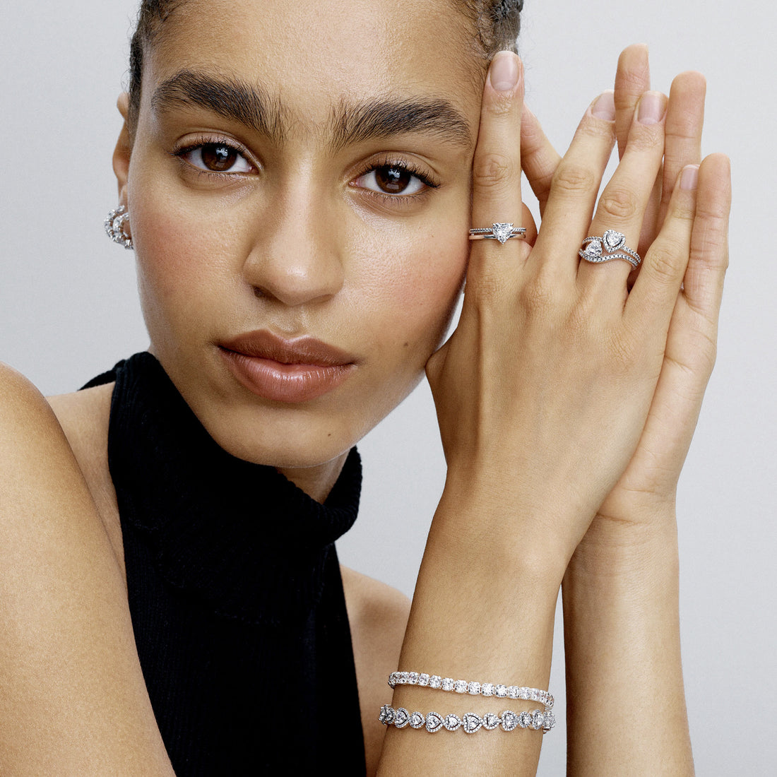 Heart Sterling Silver Ring With Clear Cubic Zirconia