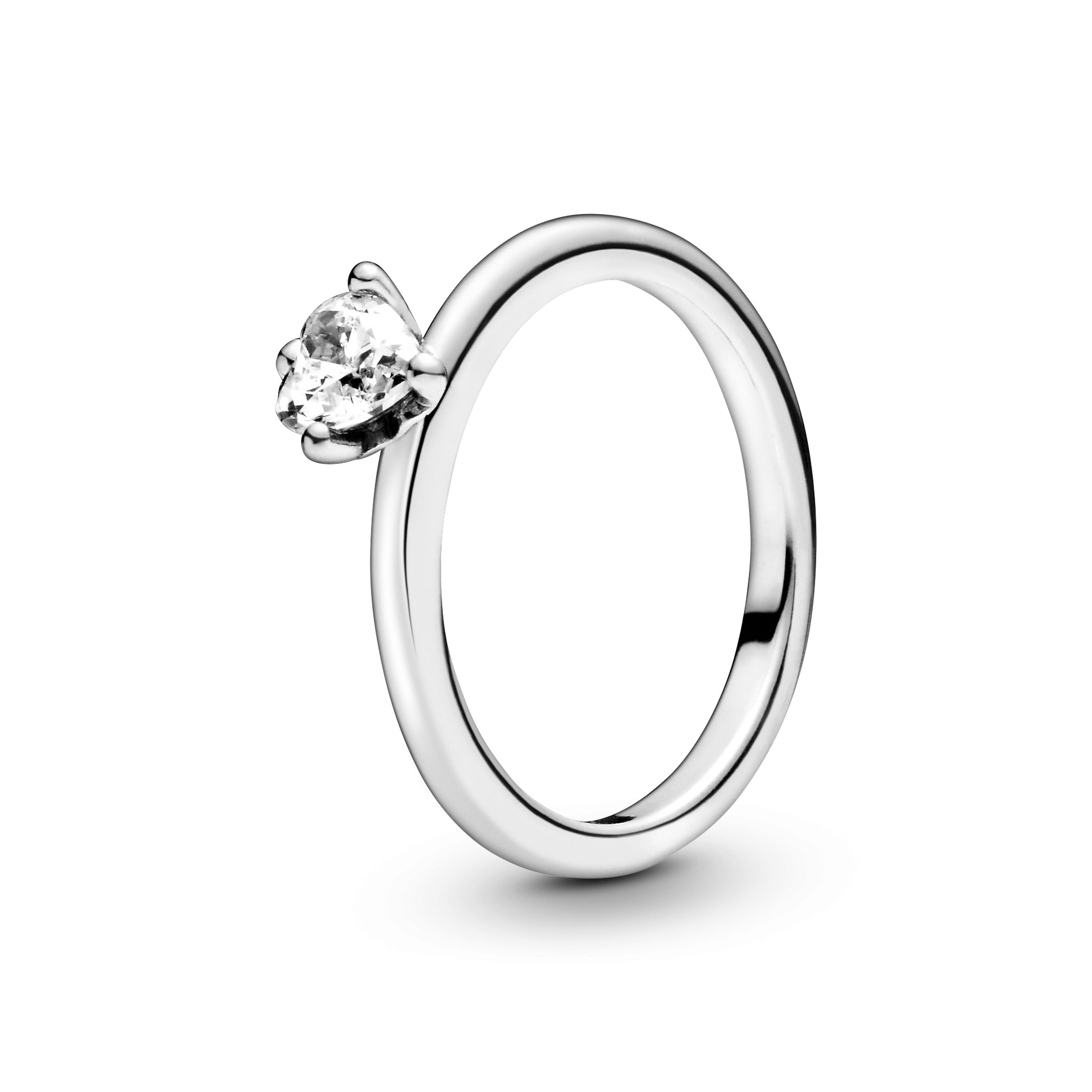 Heart Sterling Silver Ring With Clear Cubic Zirconia