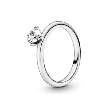Heart Sterling Silver Ring With Clear Cubic Zirconia