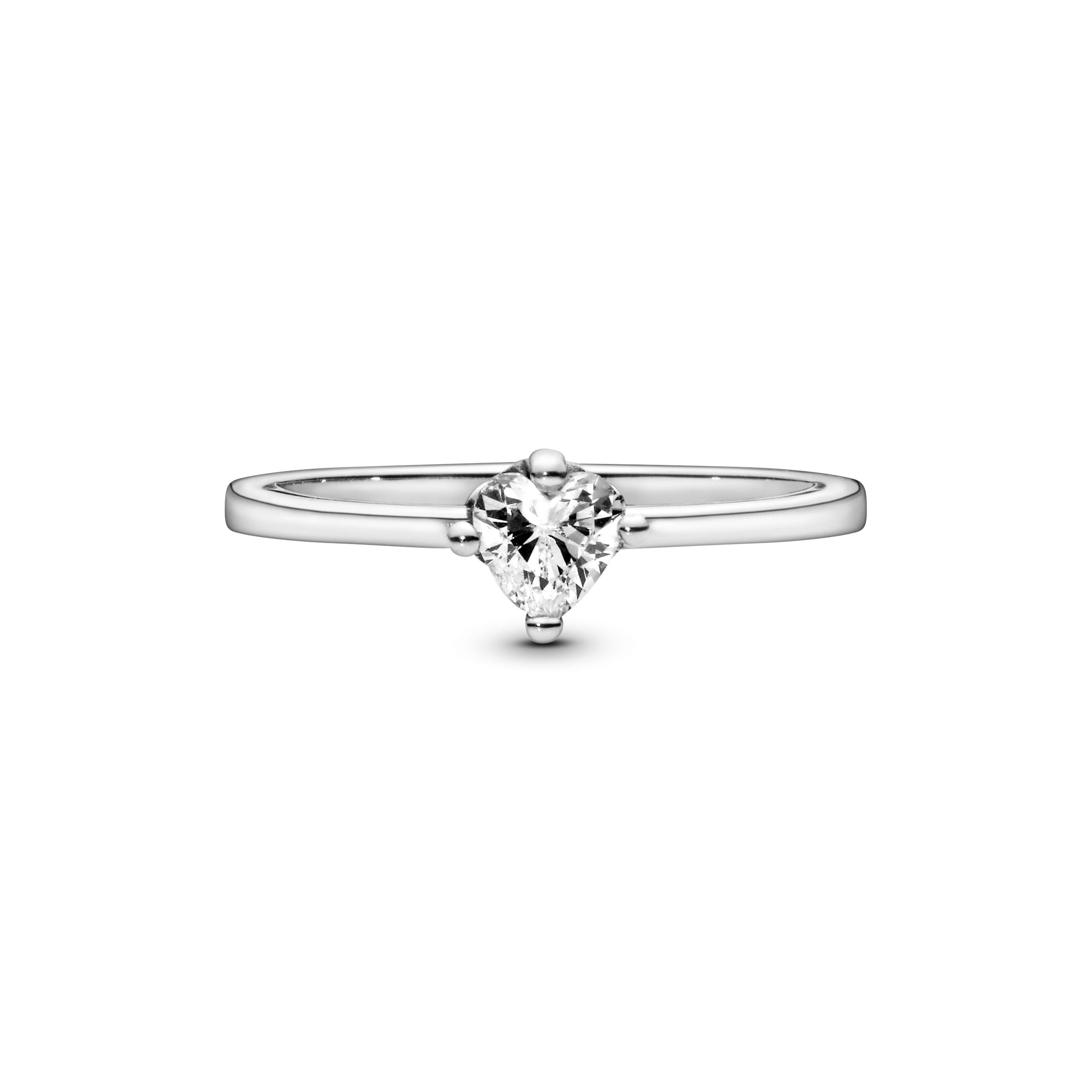 Heart Sterling Silver Ring With Clear Cubic Zirconia
