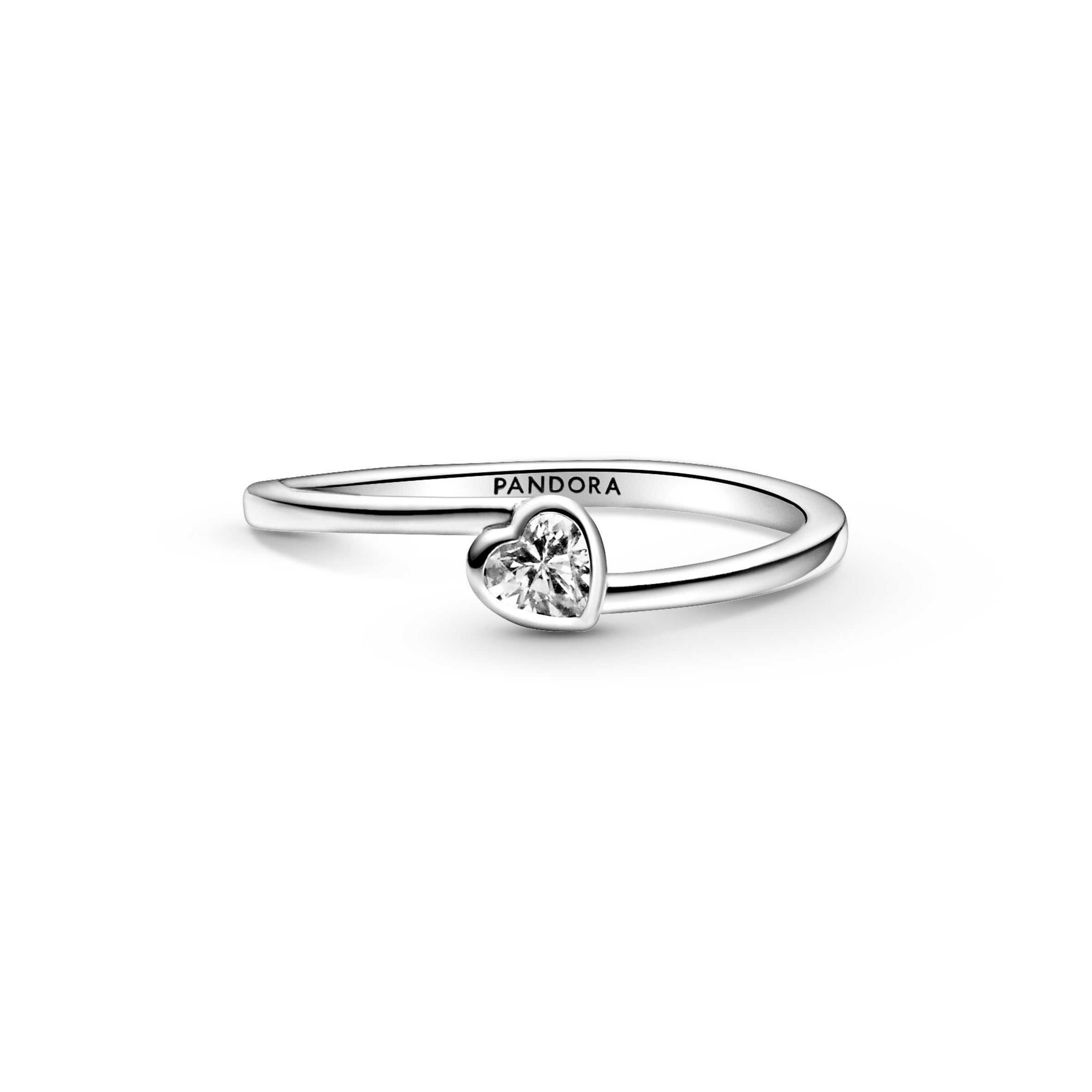 Heart Sterling Silver Ring With Clear Cubic Zirconia