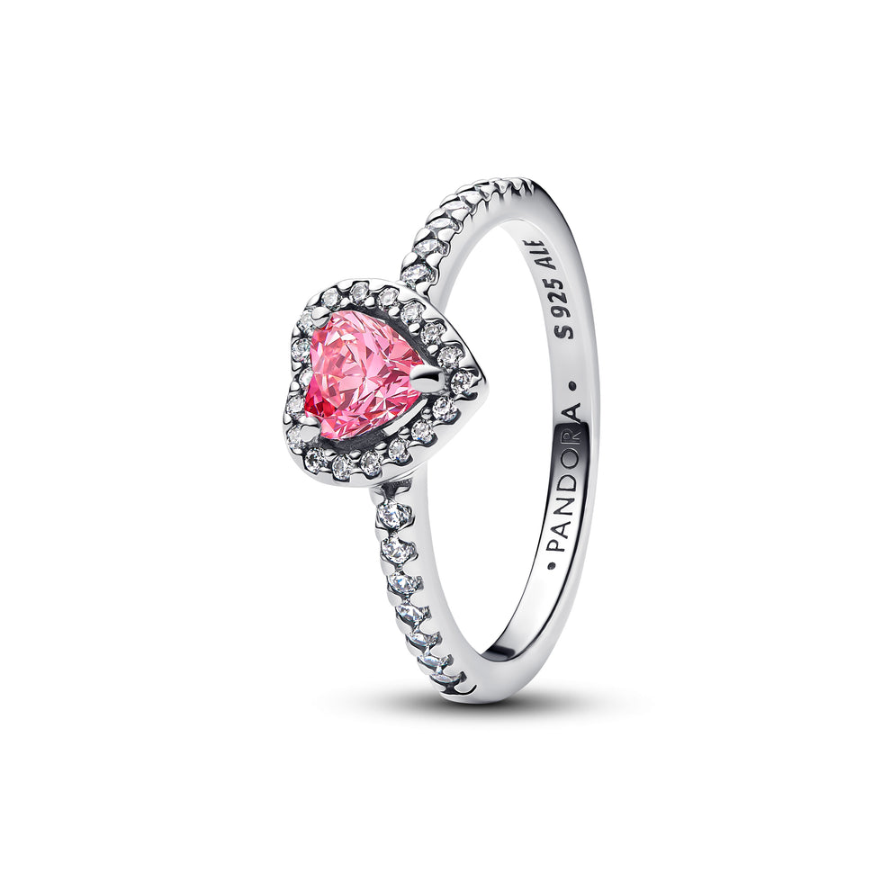 Heart Sterling Silver Ring With Fancy Pink And Clear Cubic Zirconia ...